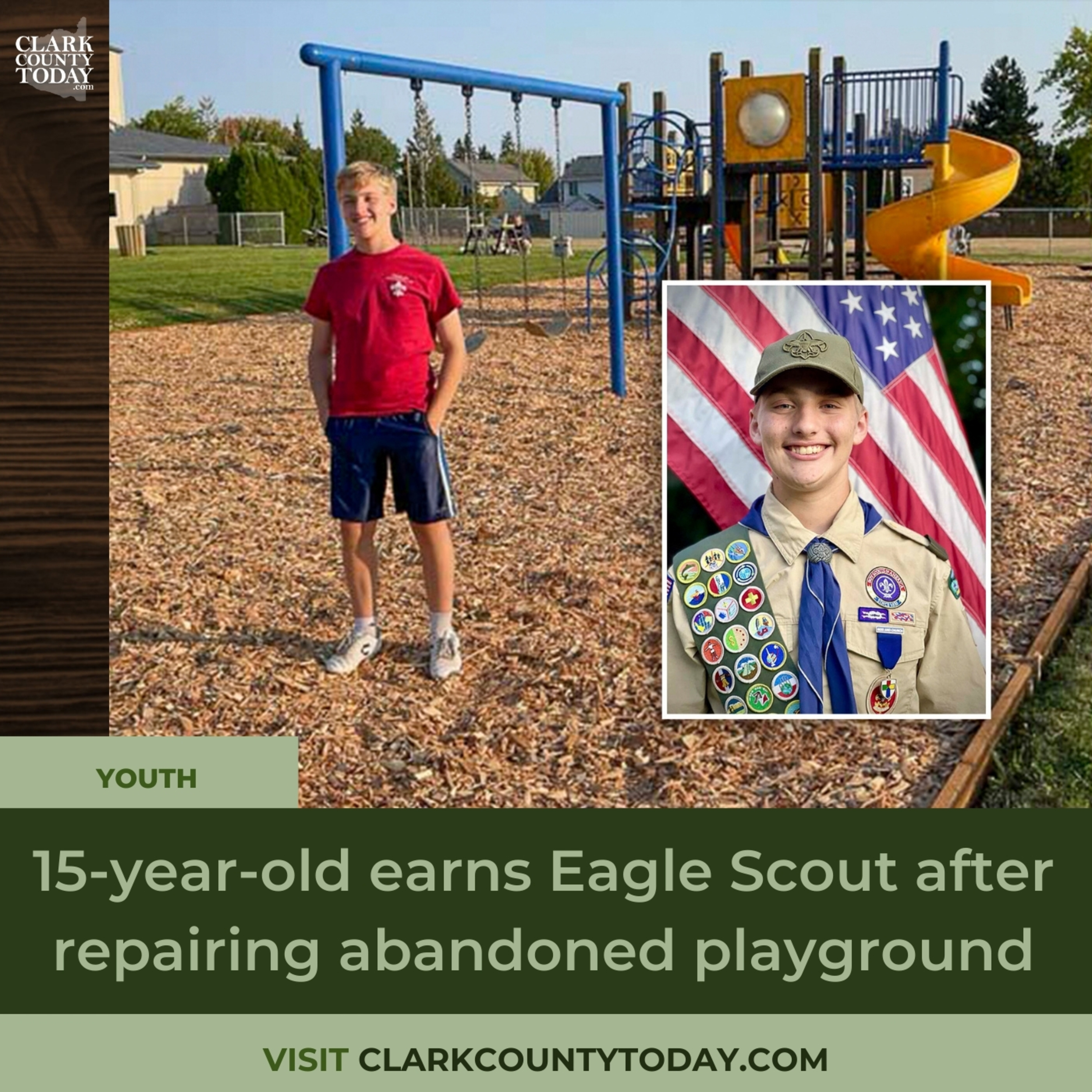 15-year-old earns Eagle Scout after repairing abandoned playground