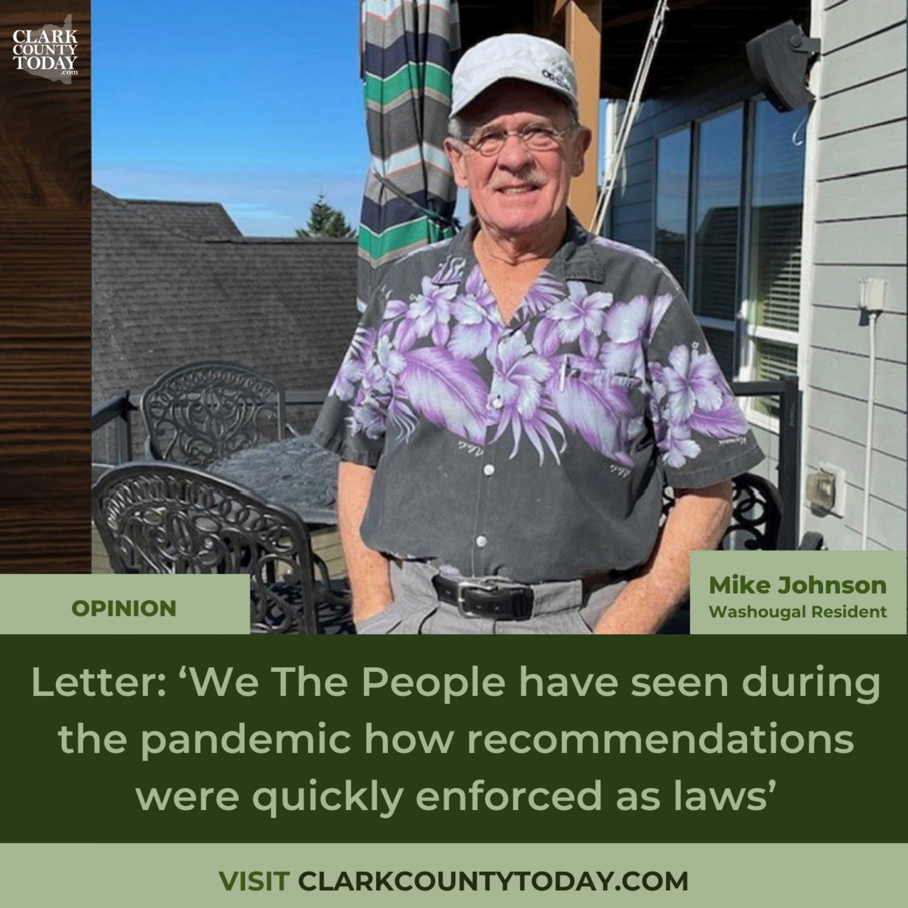 Letter: ‘We The People have seen during the pandemic how recommendations were quickly enforced as laws’