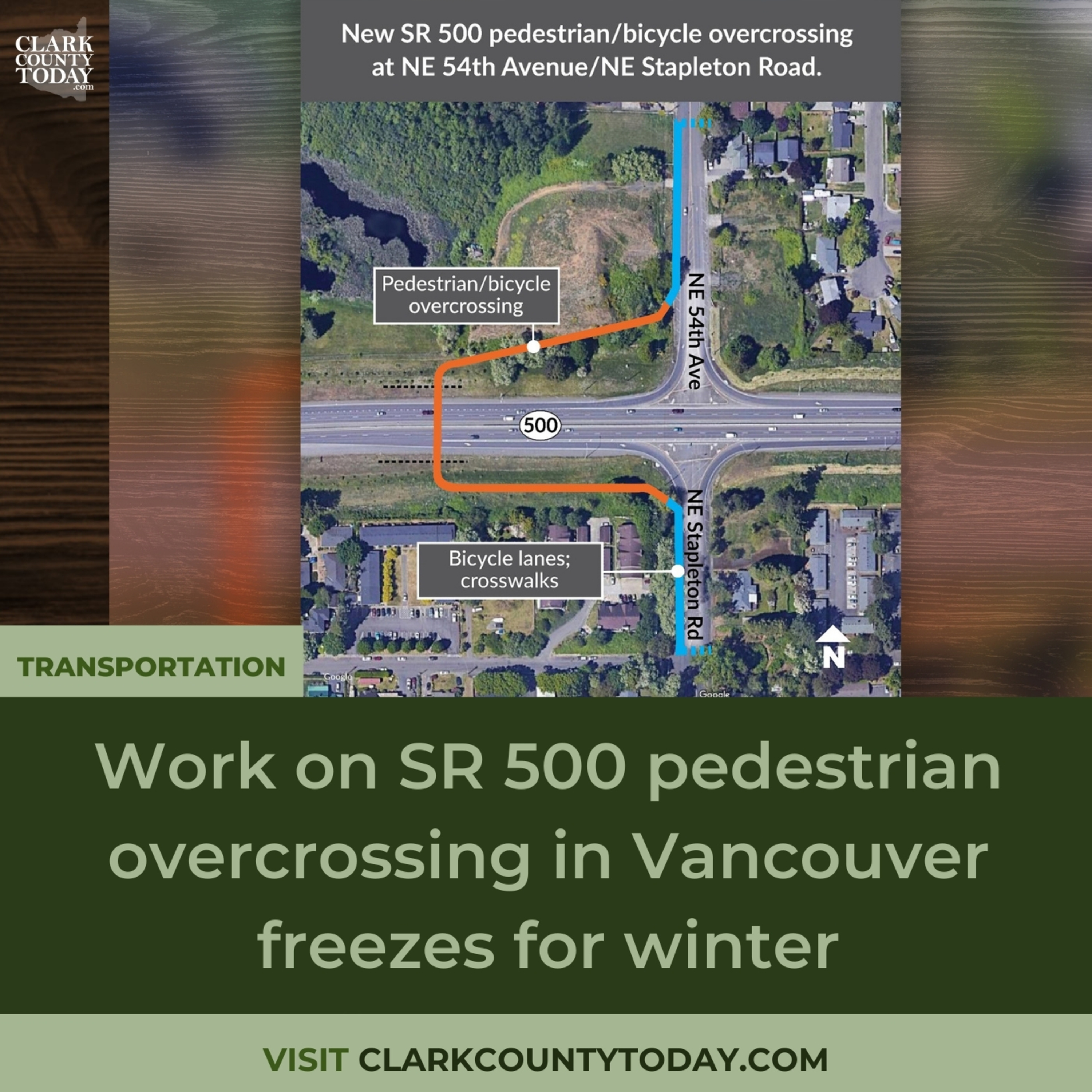Work on SR 500 pedestrian overcrossing in Vancouver freezes for winter