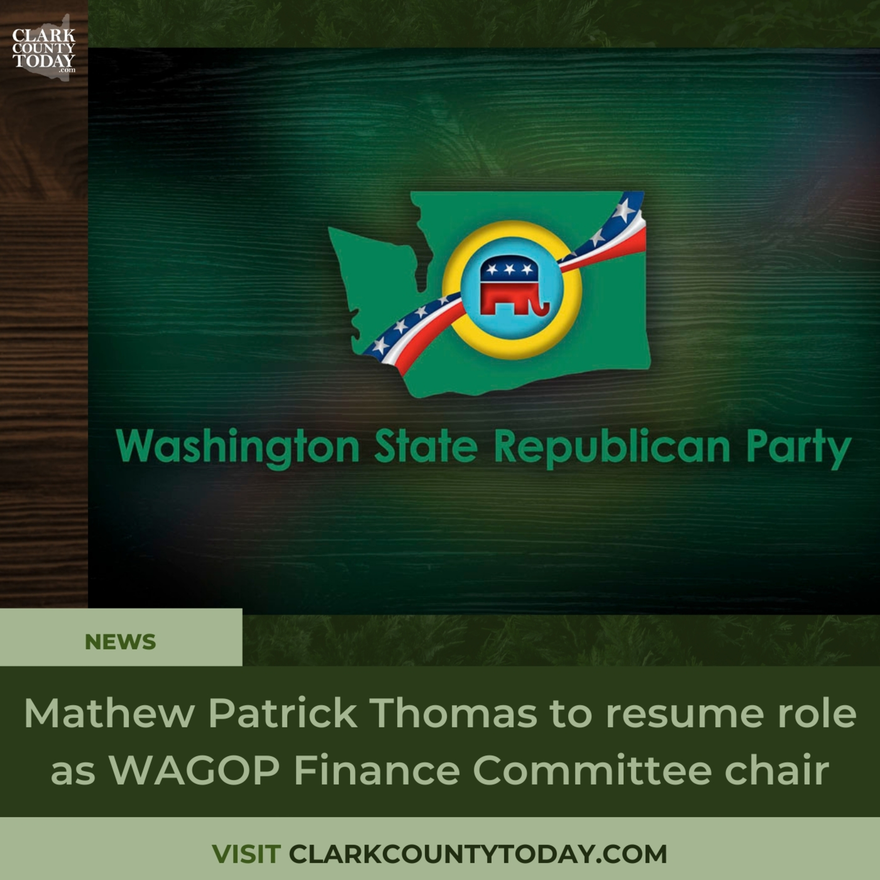 Mathew Patrick Thomas to resume role as WAGOP Finance Committee chair