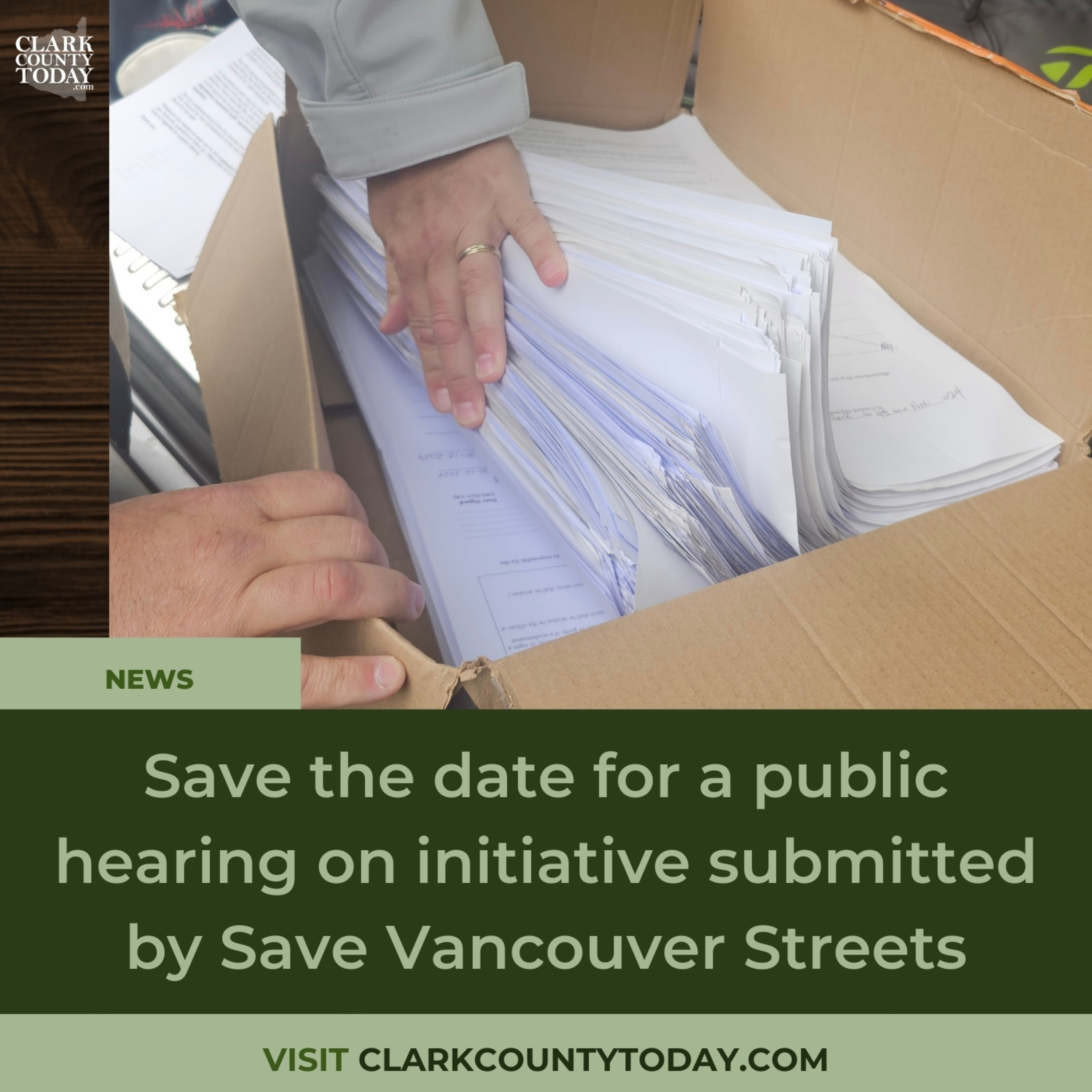 Save the date for a public hearing on initiative submitted by Save Vancouver Streets