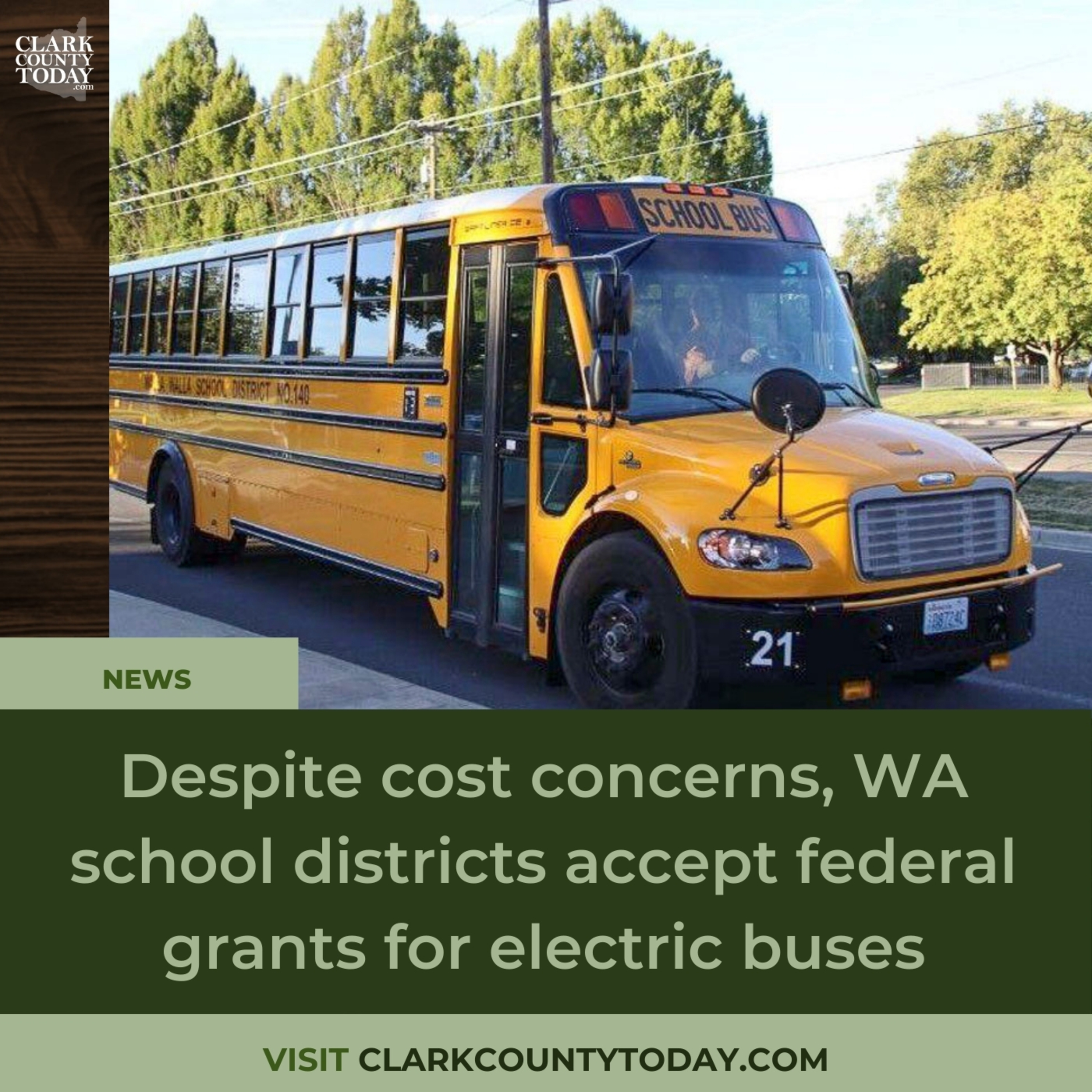 Despite cost concerns, WA school districts accept federal grants for electric buses