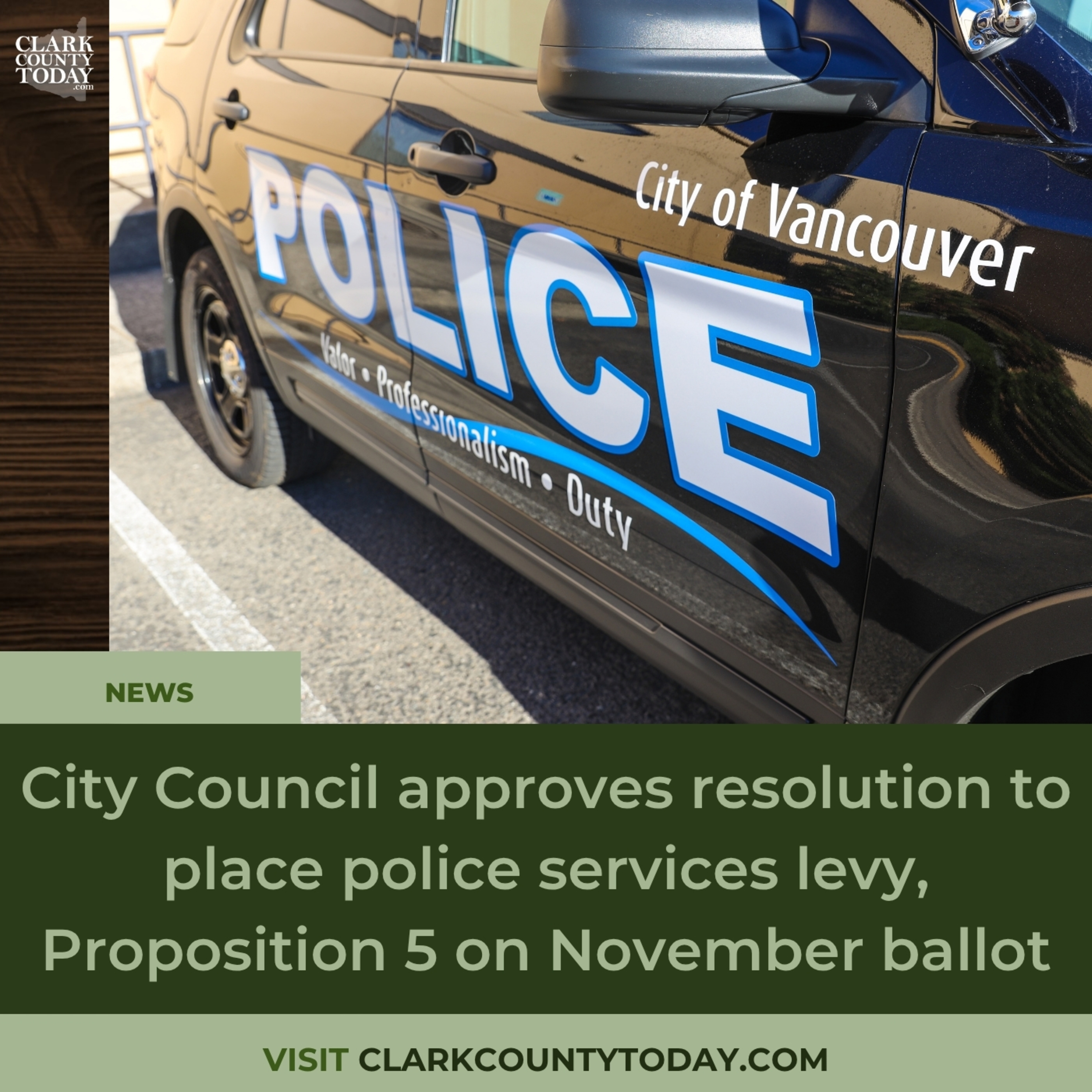 City Council approves resolution to place police services levy, Proposition 5 on November ballot