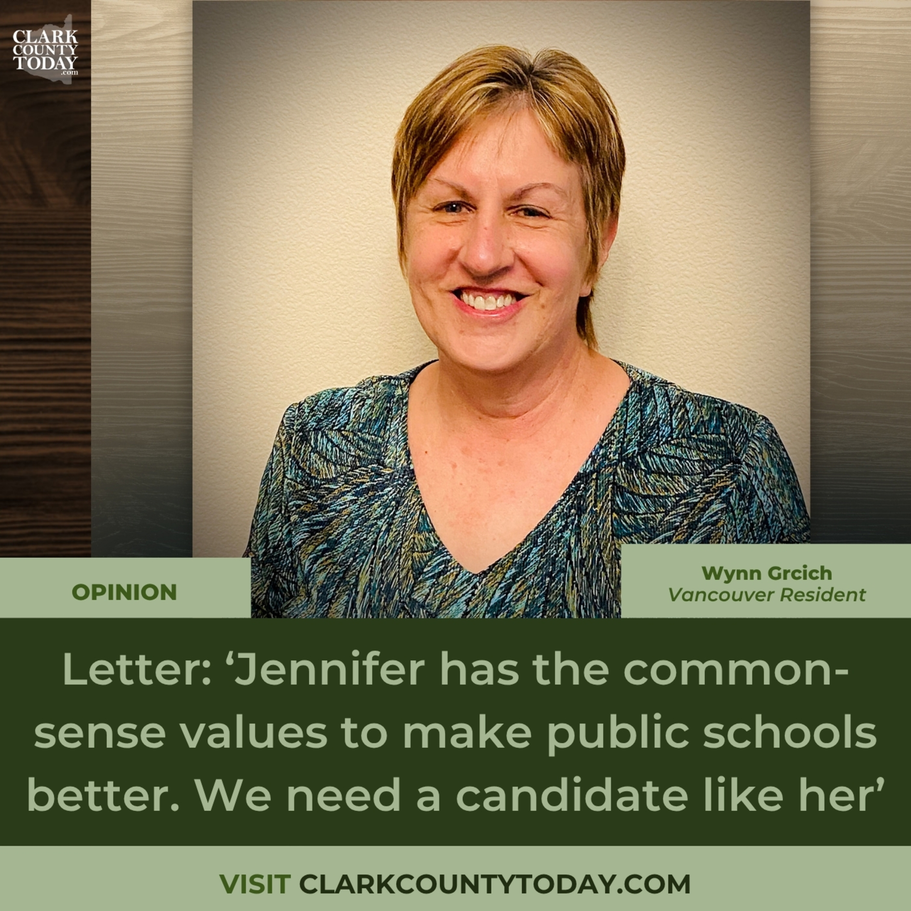 Letter: ‘Jennifer has the common-sense values to make public schools better. We need a candidate like her’