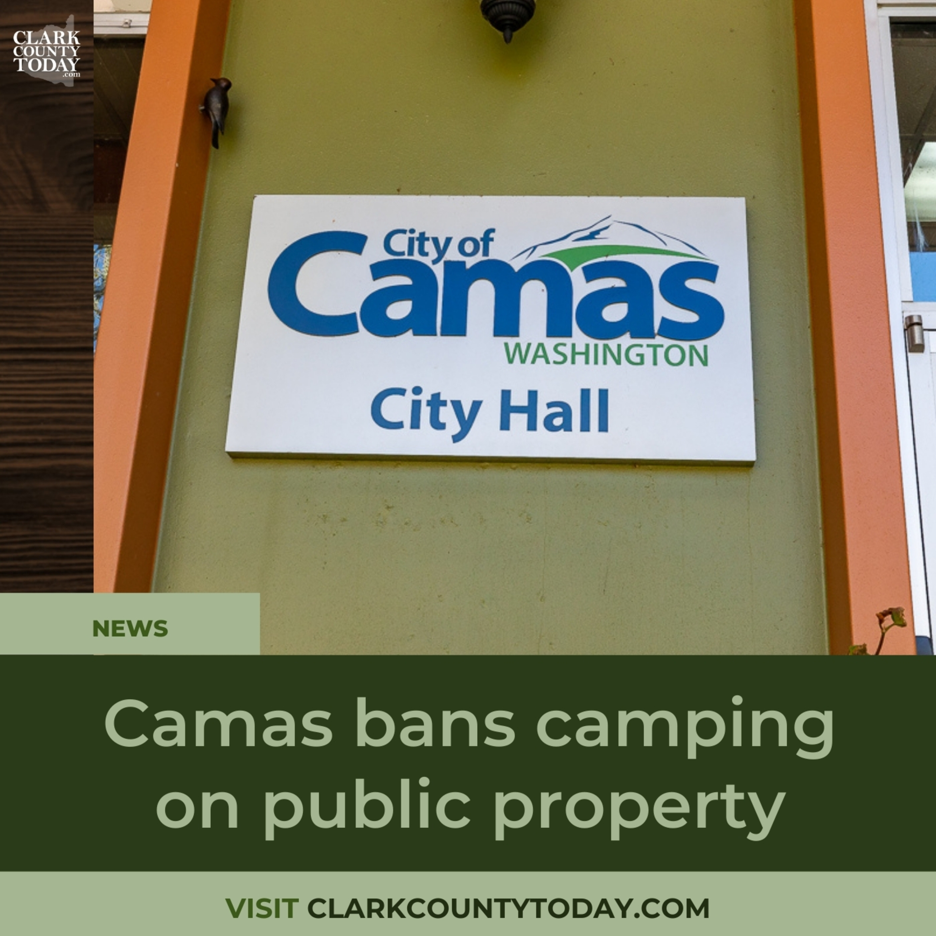 Camas bans camping on public property