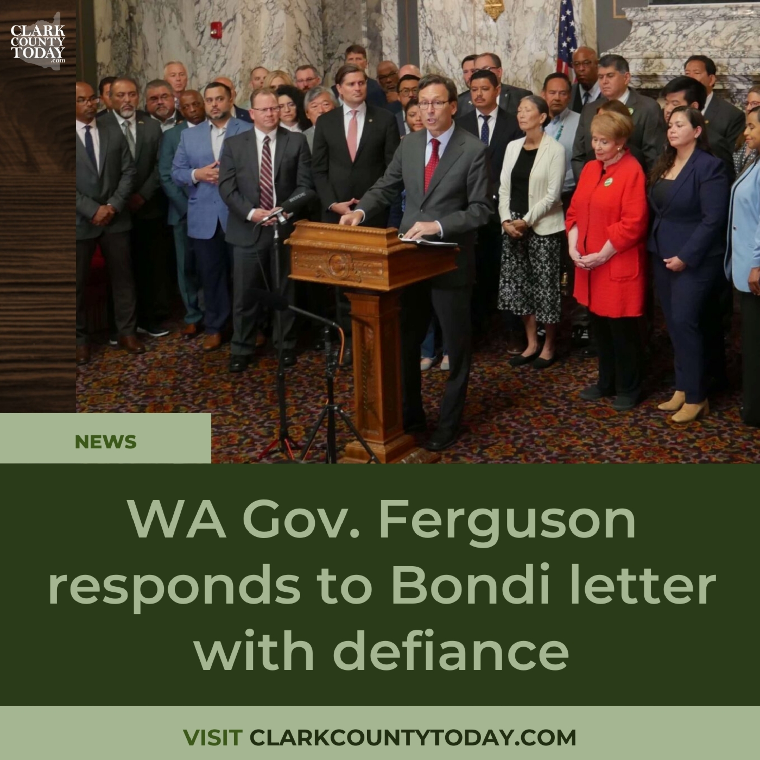 WA Gov. Ferguson responds to Bondi letter with defiance