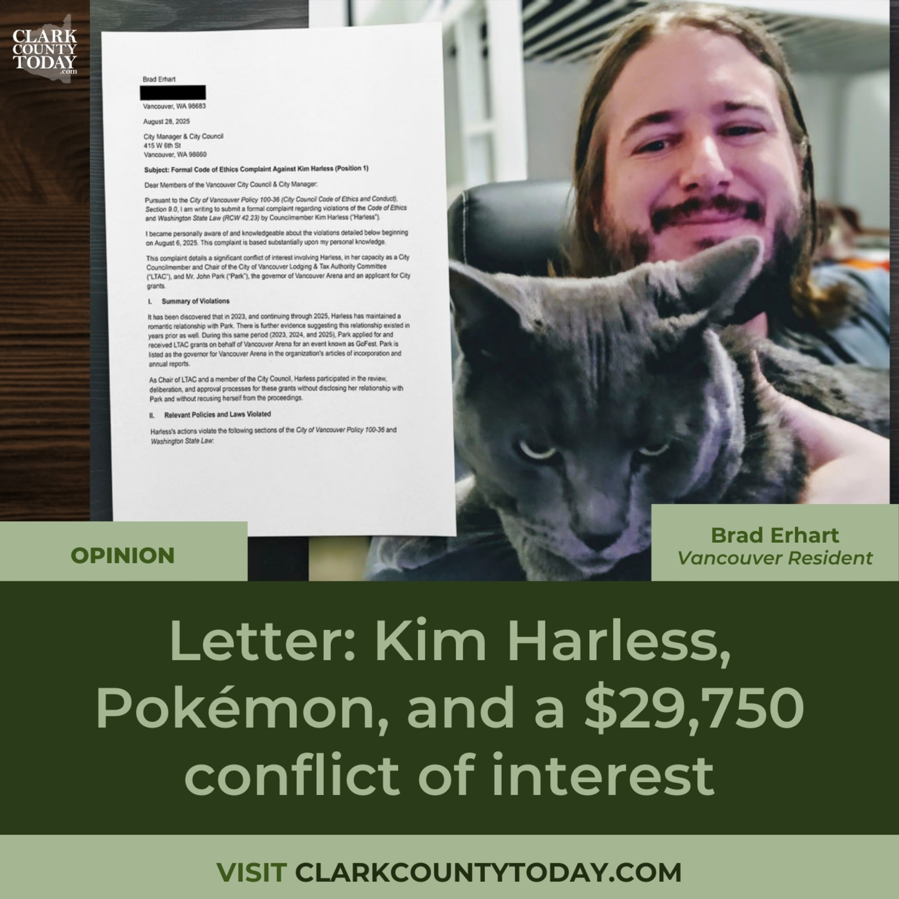 Letter: Kim Harless, Pokémon, and a $29,750 conflict of interest