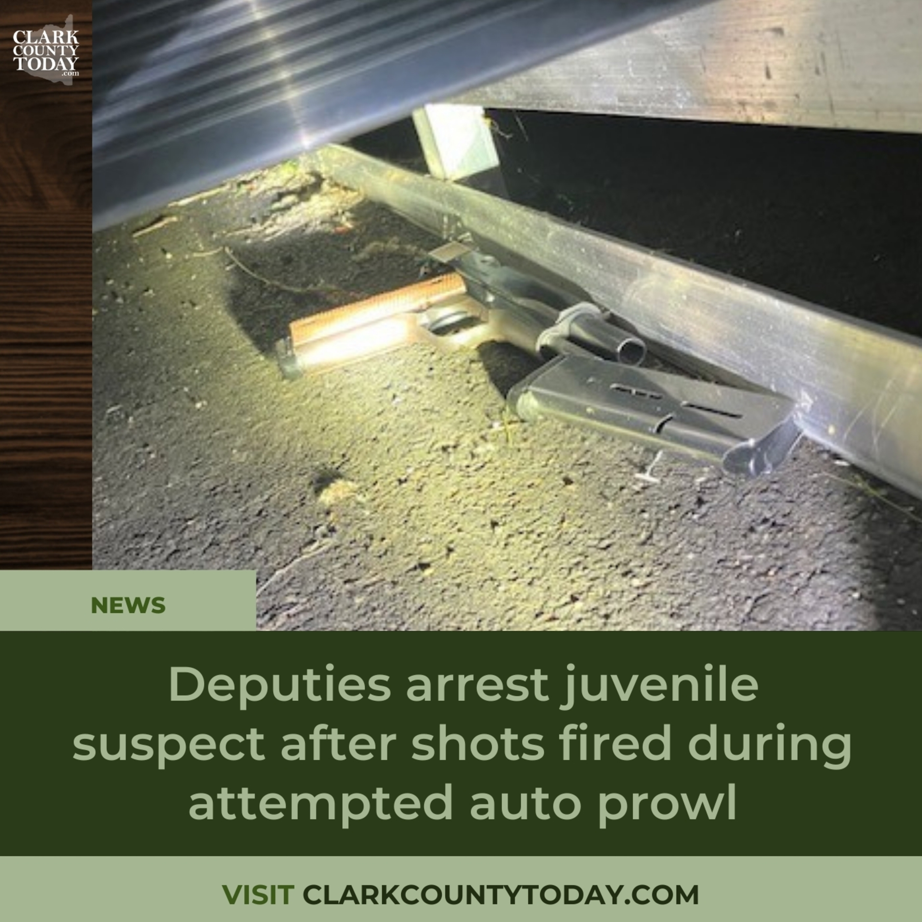 Deputies arrest juvenile suspect after shots fired during attempted auto prowl