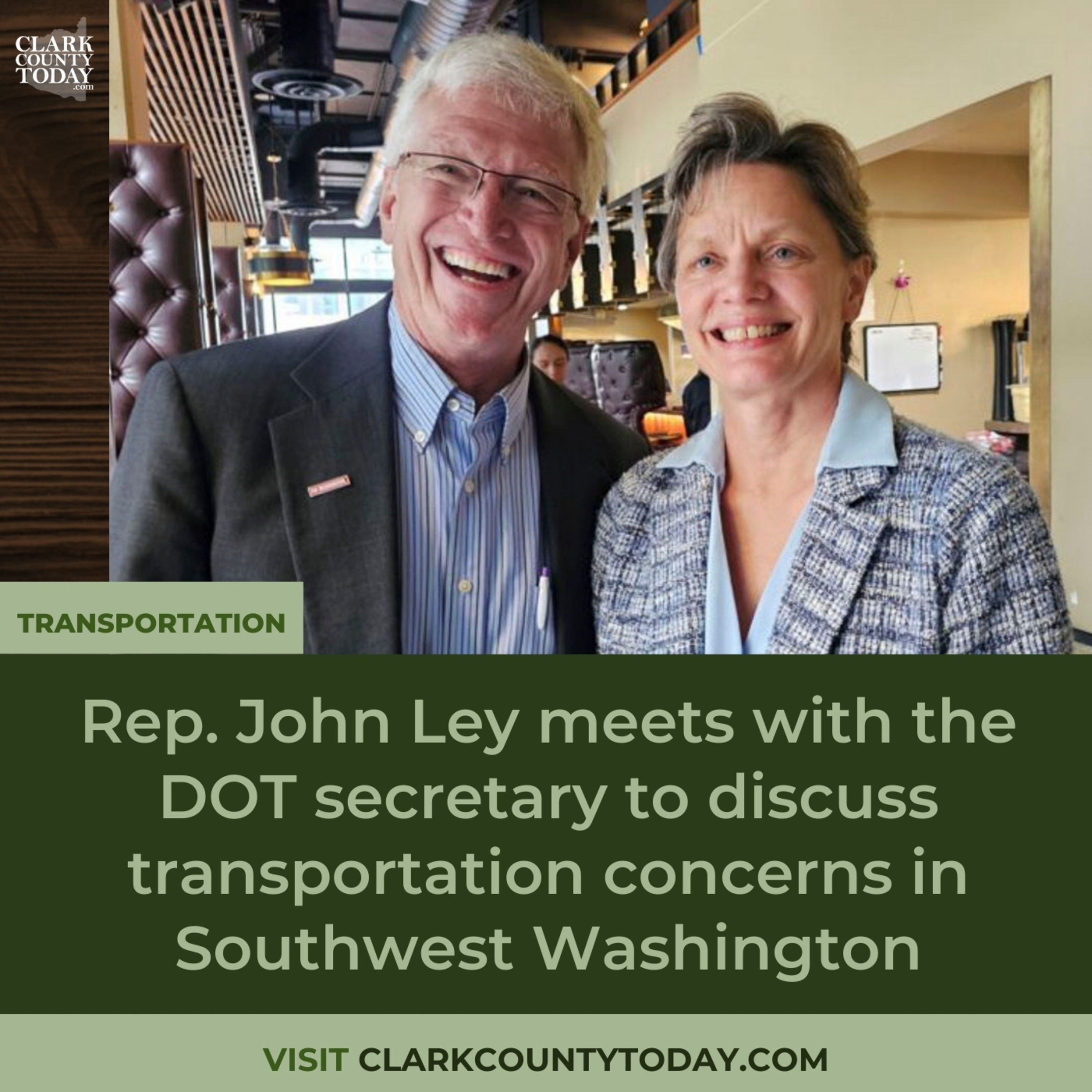Rep. John Ley meets with the DOT secretary to discuss transportation concerns in Southwest Washington