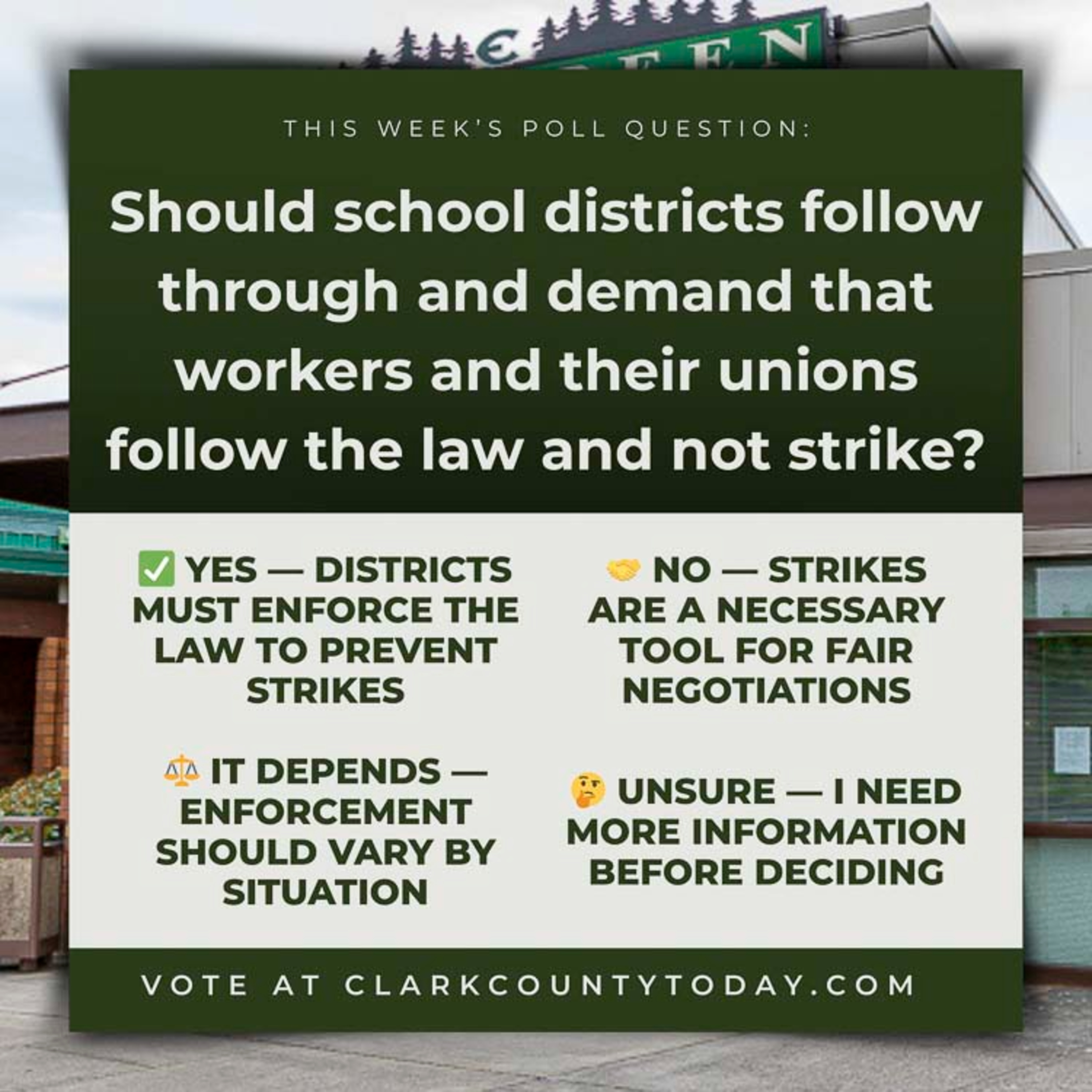 POLL: Should school districts follow through and demand that workers and their unions follow the law and not strike?