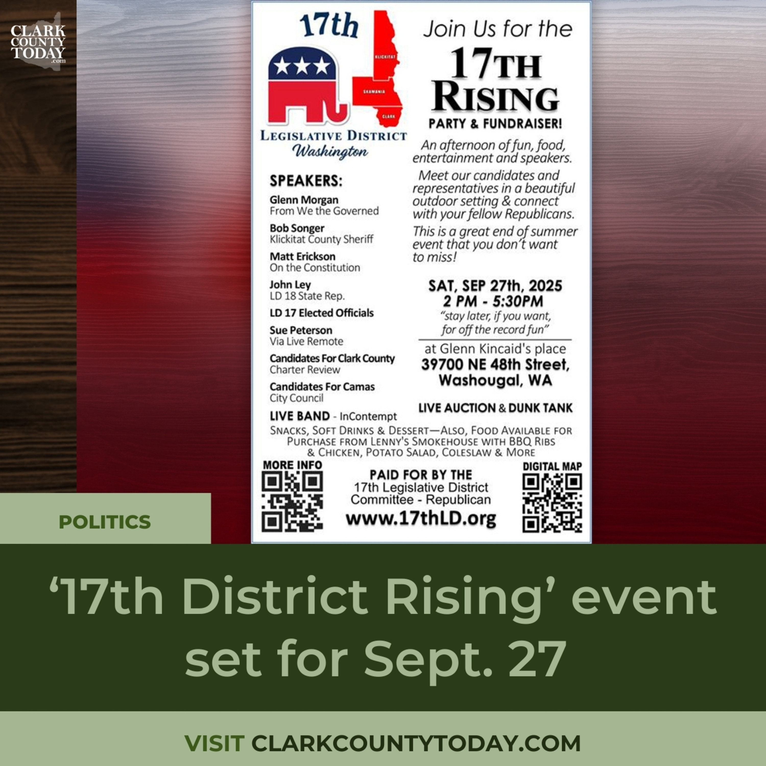‘17th District Rising’ event set for Sept. 27