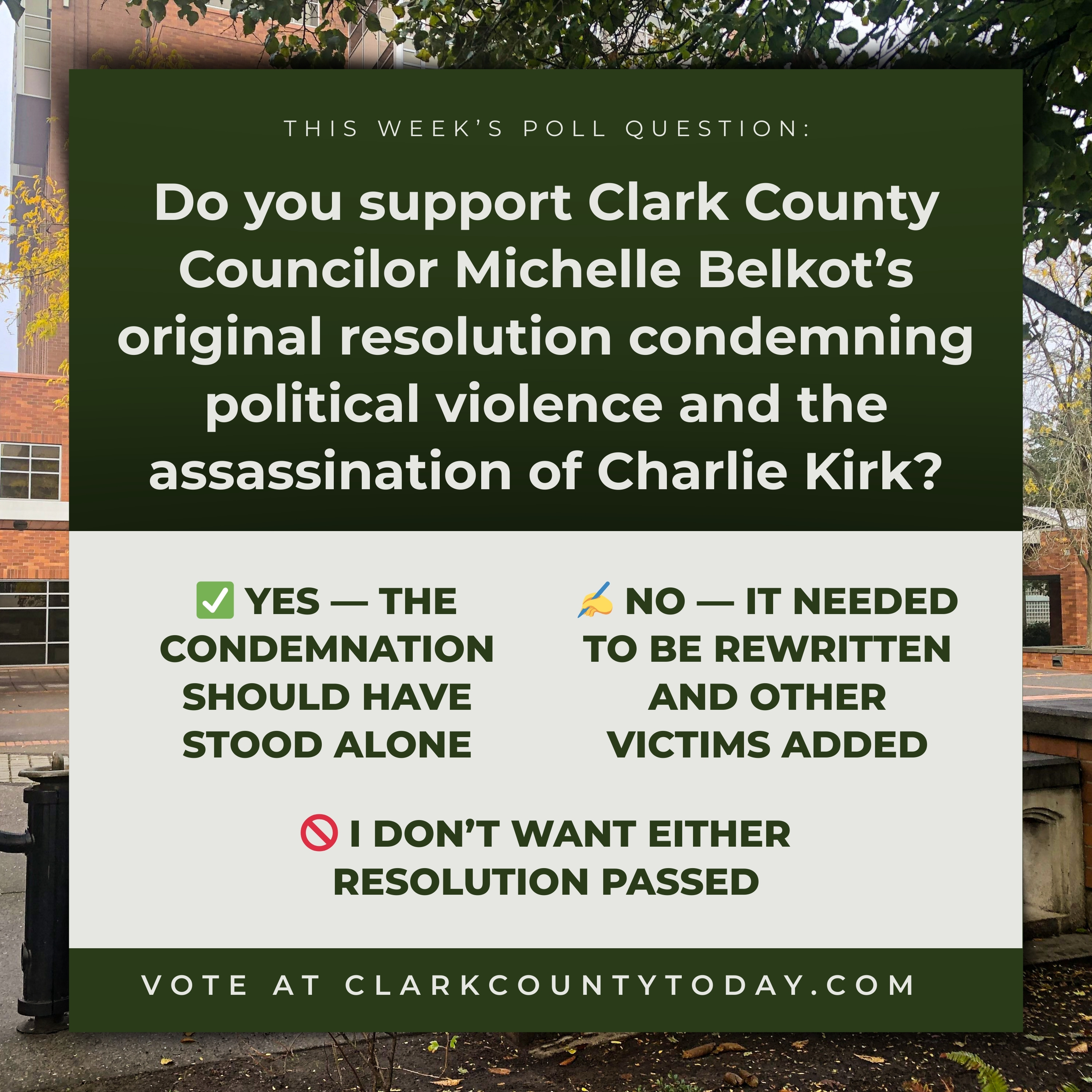 POLL: Do you support Clark County Councilor Michelle Belkot’s original resolution condemning political violence and the assassination of Charlie Kirk?