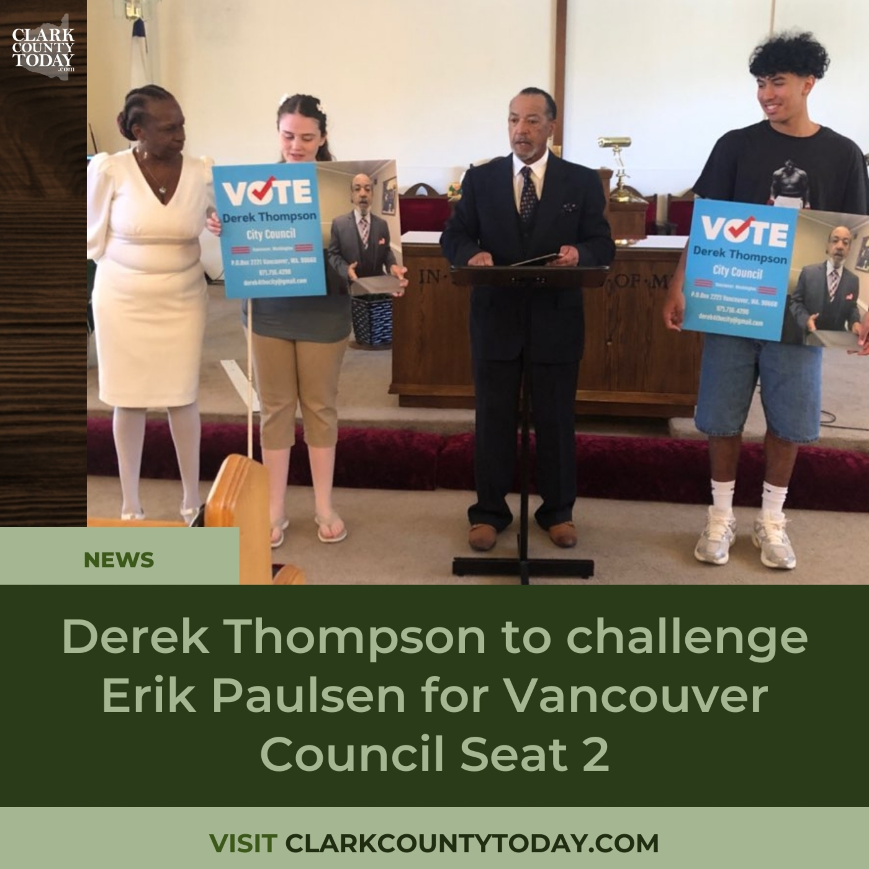 Derek Thompson to challenge Erik Paulsen for Vancouver Council Seat 2