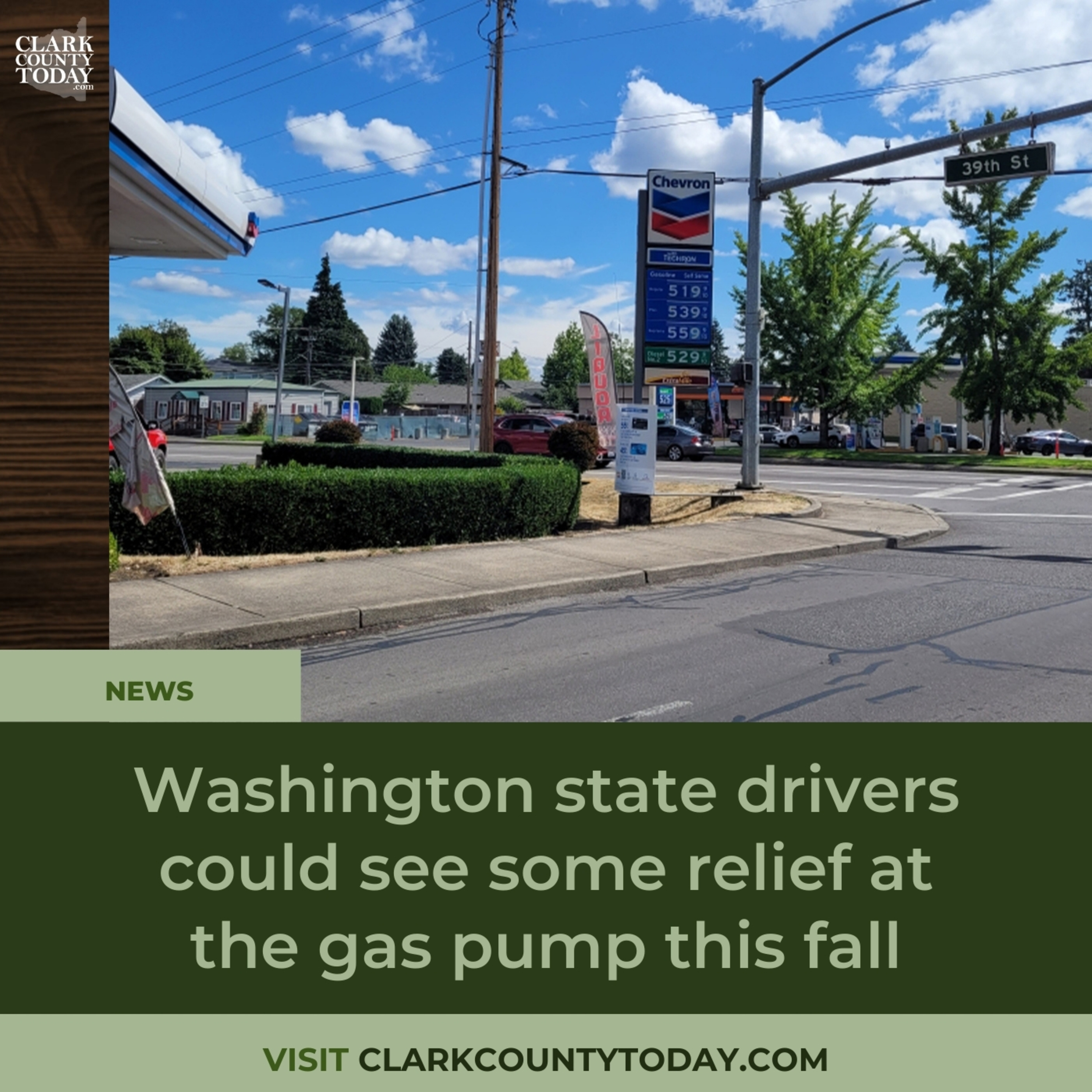 Washington state drivers could see some relief at the gas pump this fall