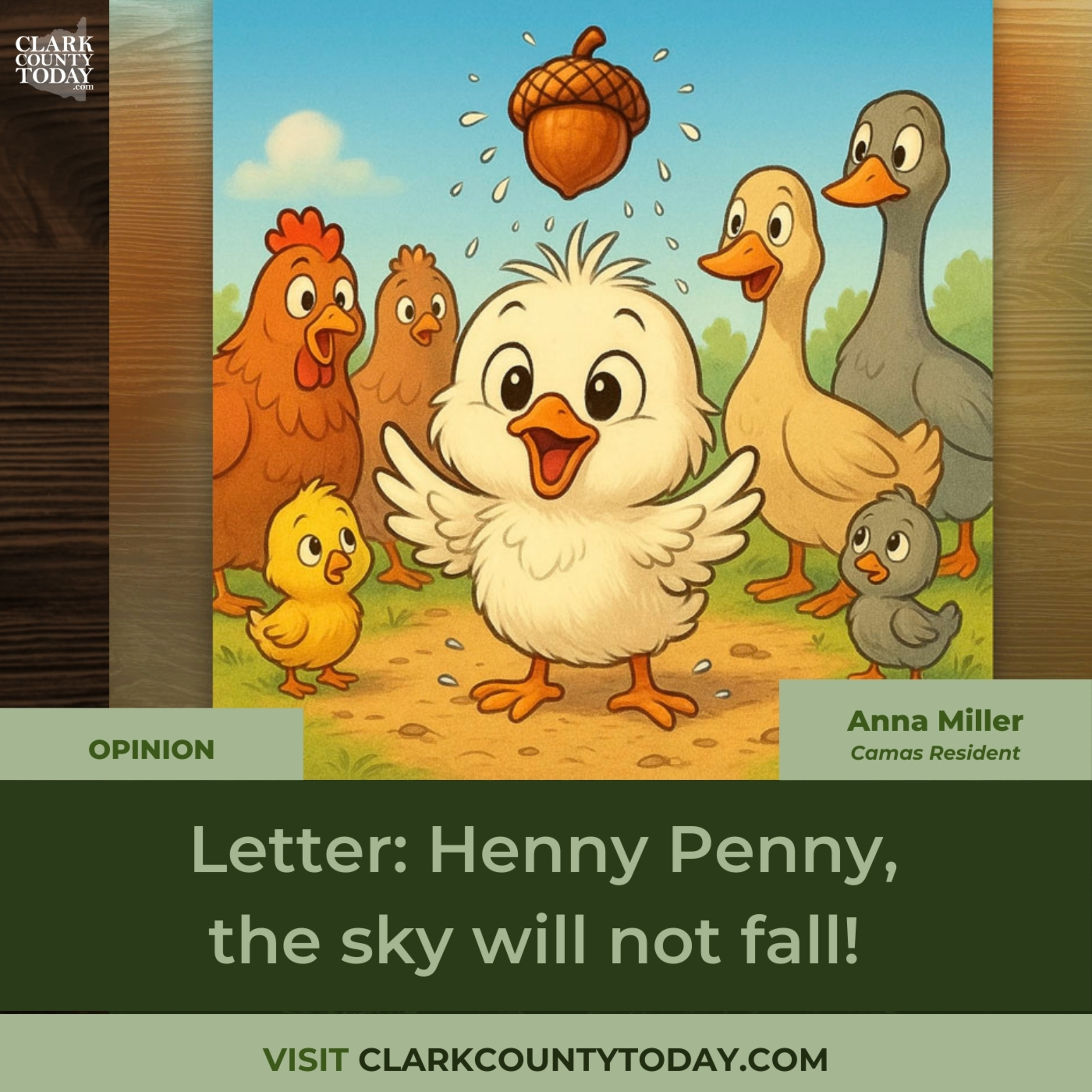 Letter: Henny Penny, the sky will not fall!