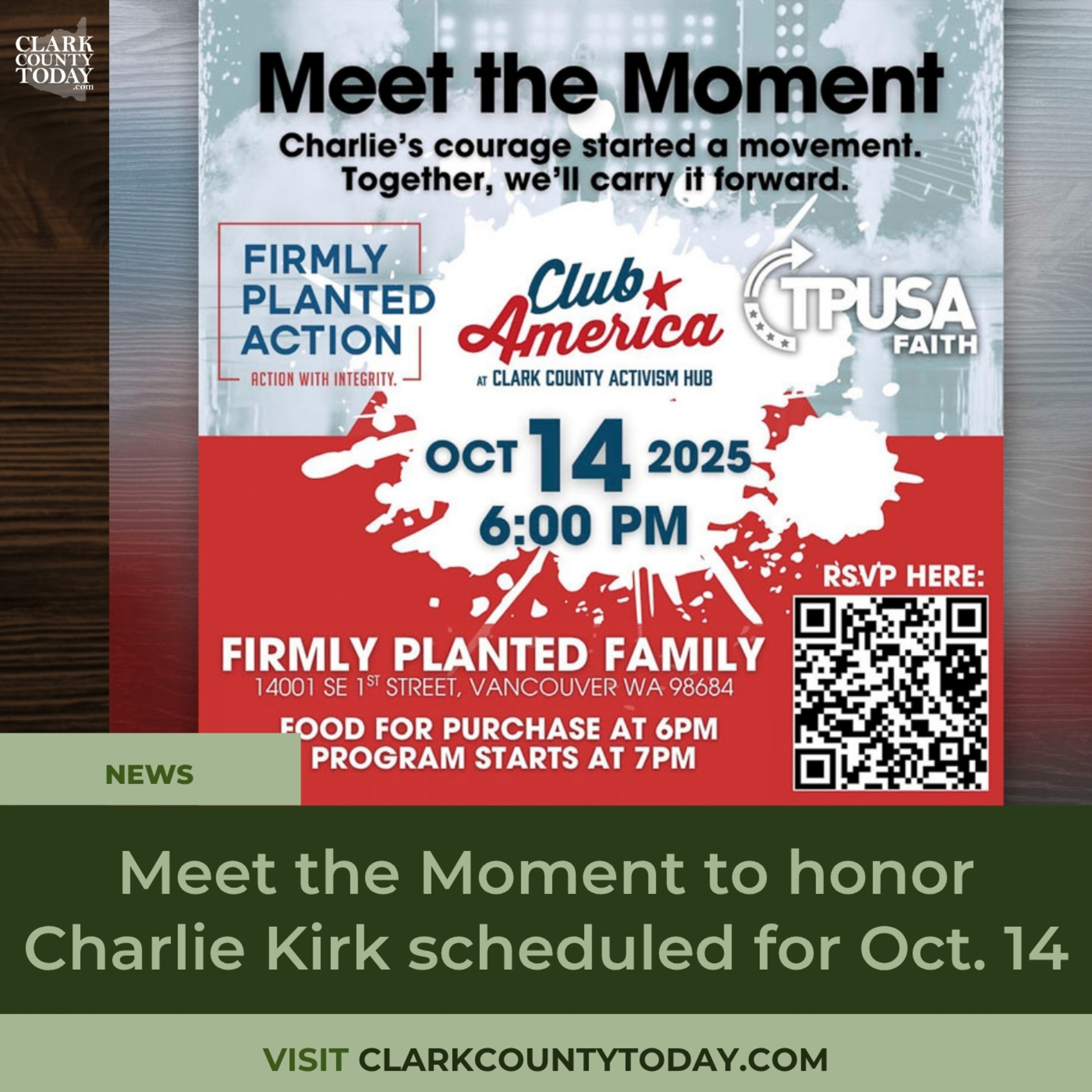 Meet the Moment to honor Charlie Kirk scheduled for Oct. 14