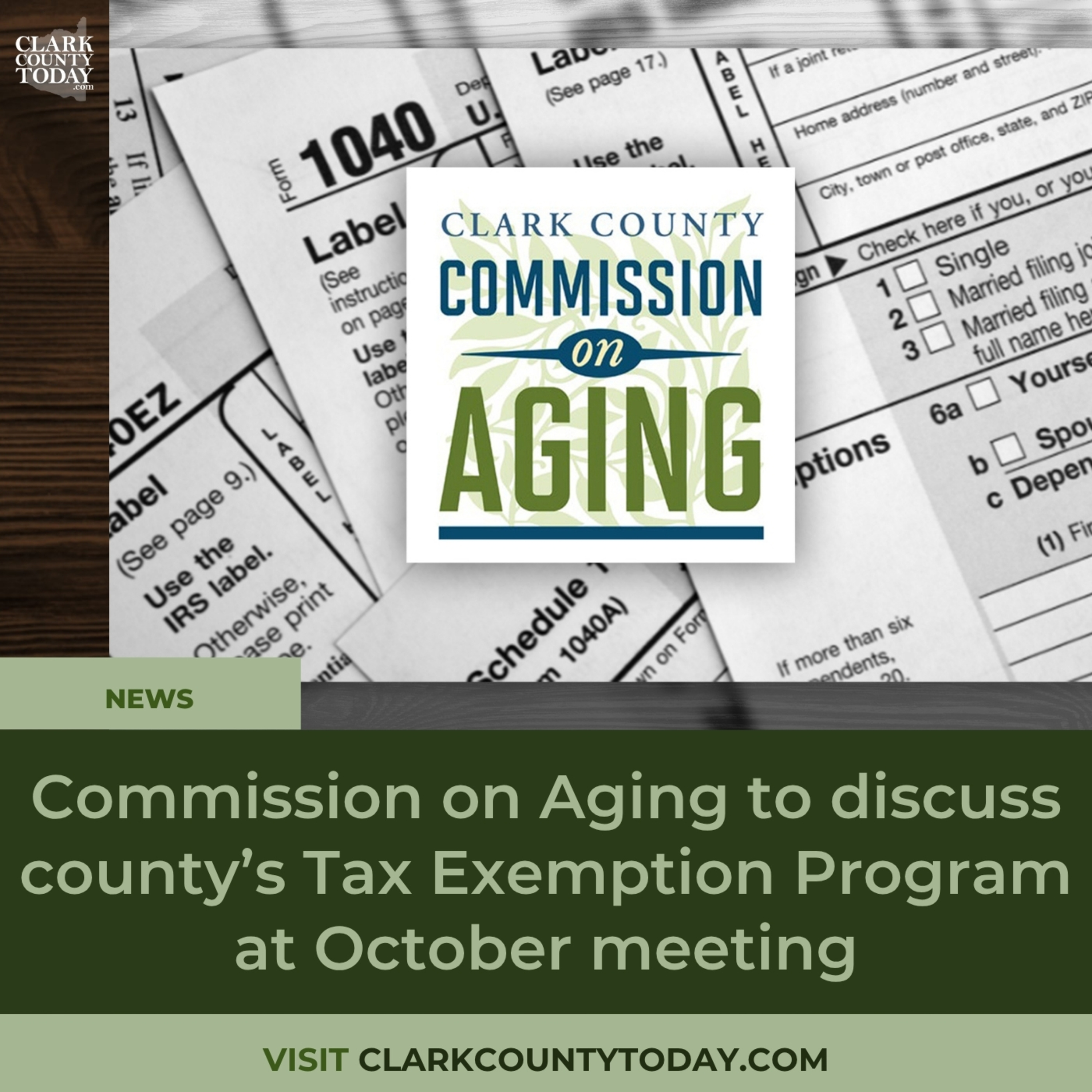 Commission on Aging to discuss county’s Tax Exemption Program at October meeting