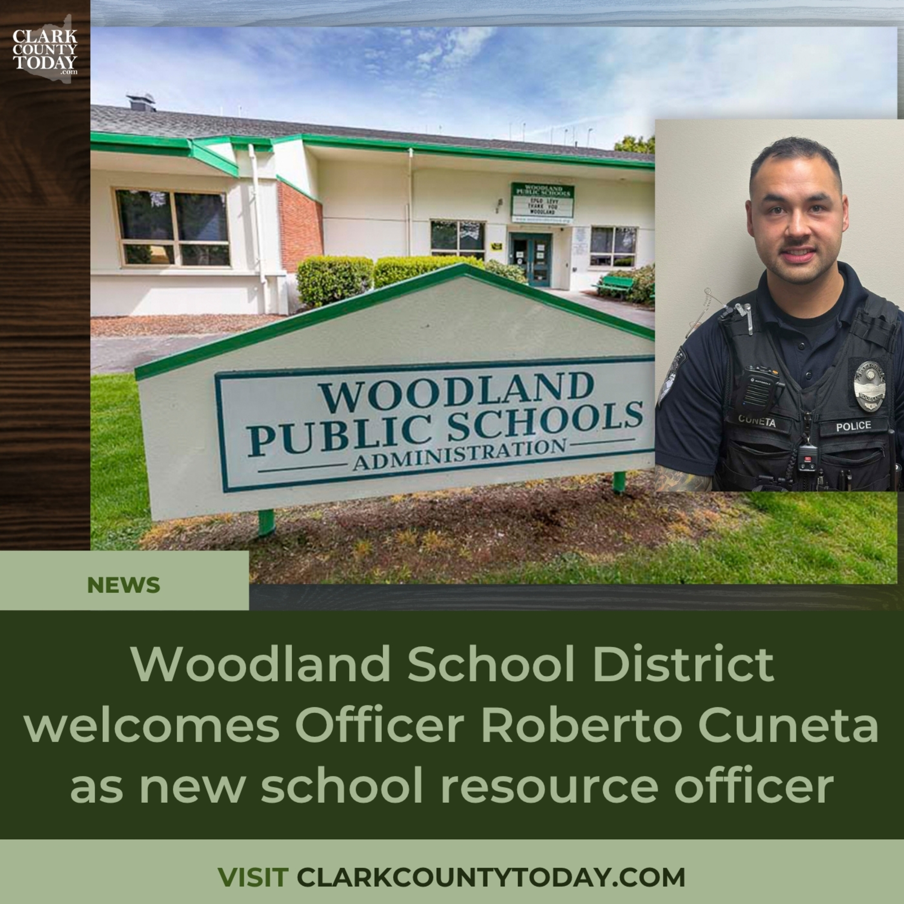 Woodland School District welcomes Officer Roberto Cuneta as new school resource officer