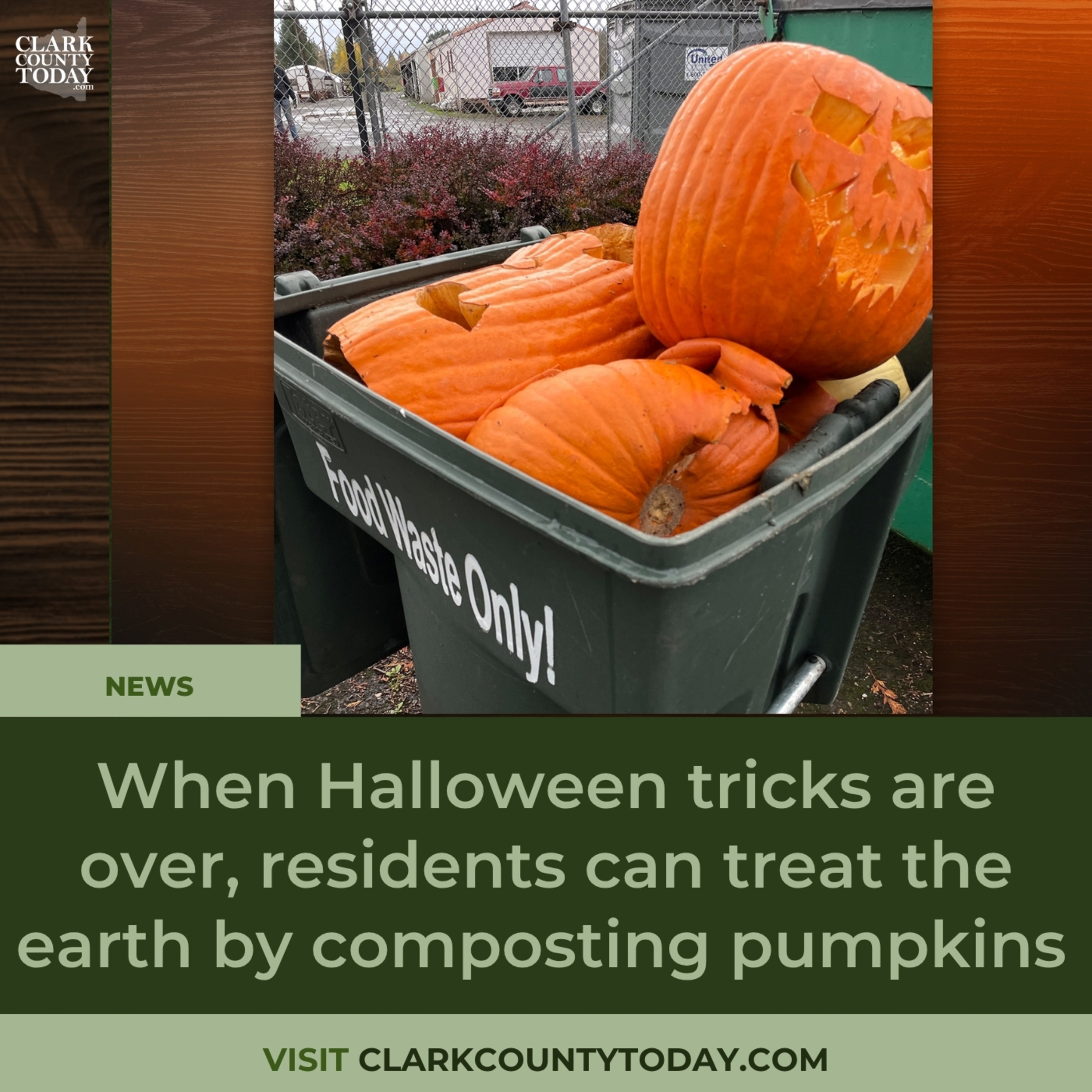 When Halloween tricks are over, residents can treat the earth by composting pumpkins