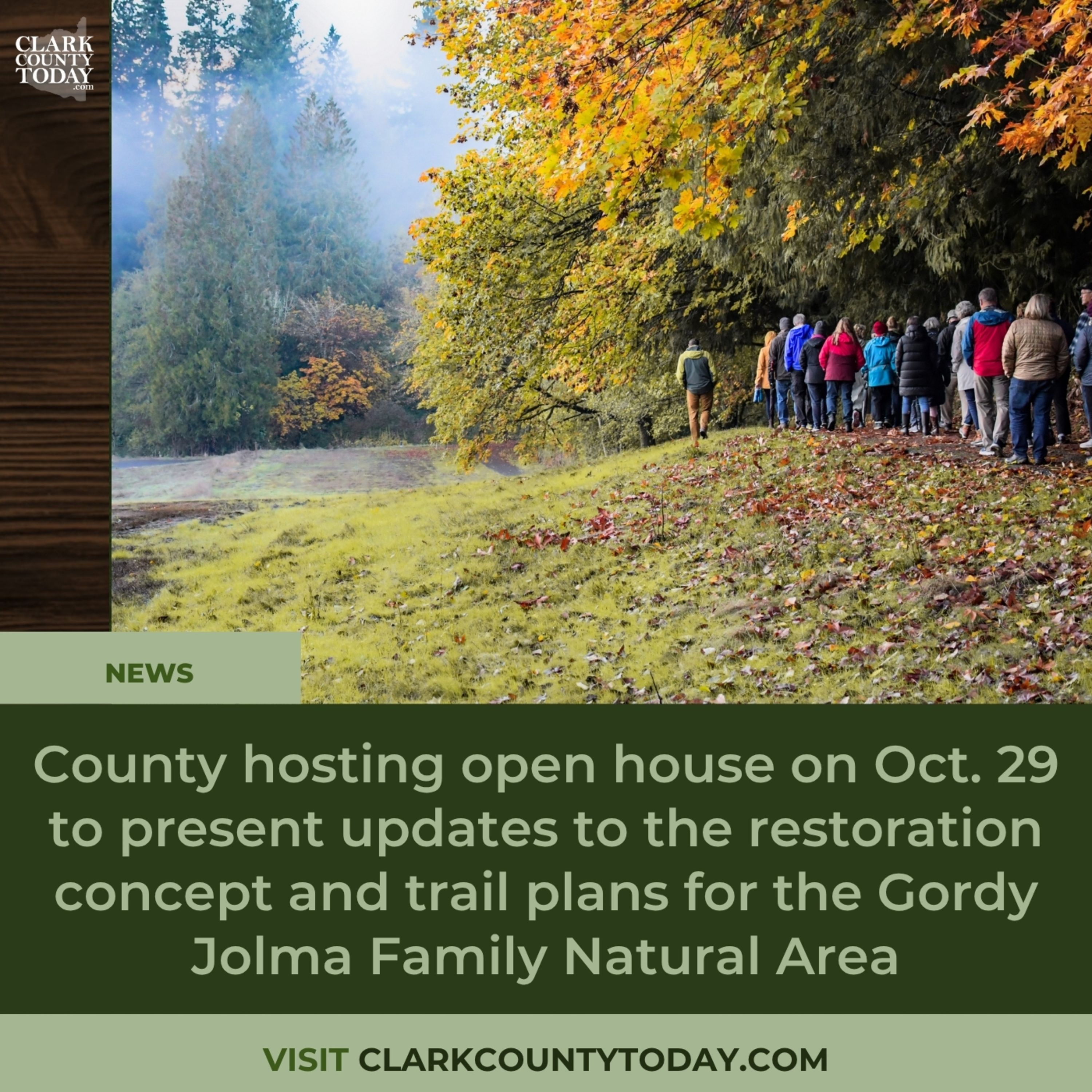 County hosting open house on Oct. 29 to present updates to the restoration concept and trail plans for the Gordy Jolma Family Natural Area