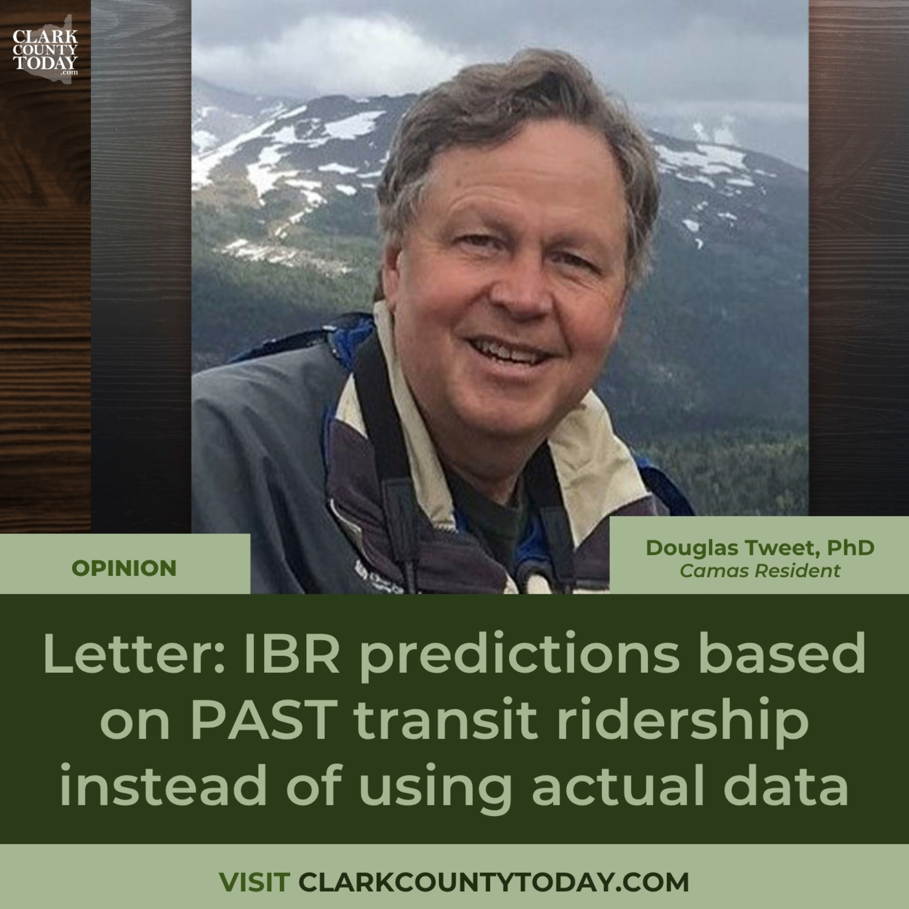Letter: IBR predictions based on PAST transit ridership instead of using actual data