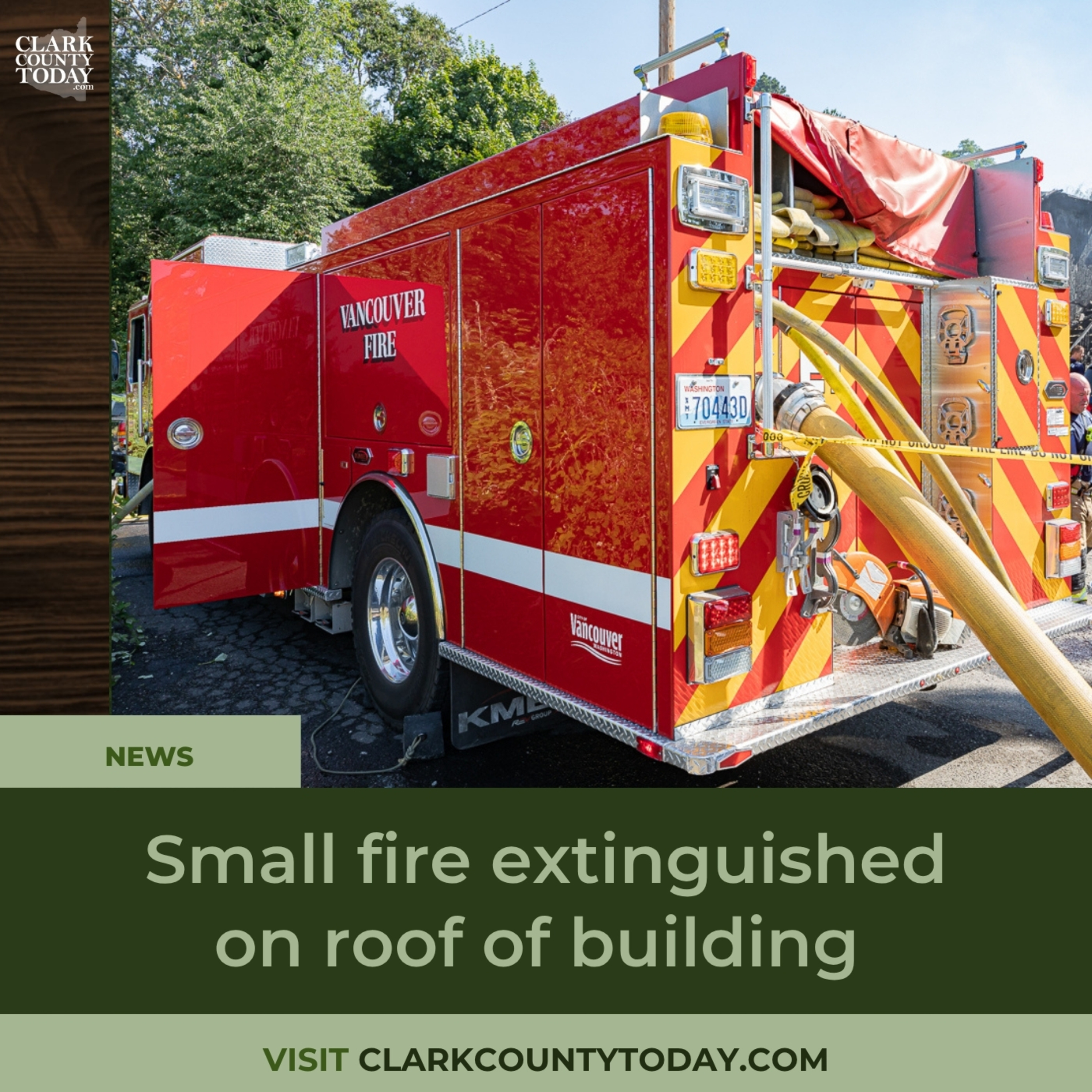 Small fire extinguished on roof of building