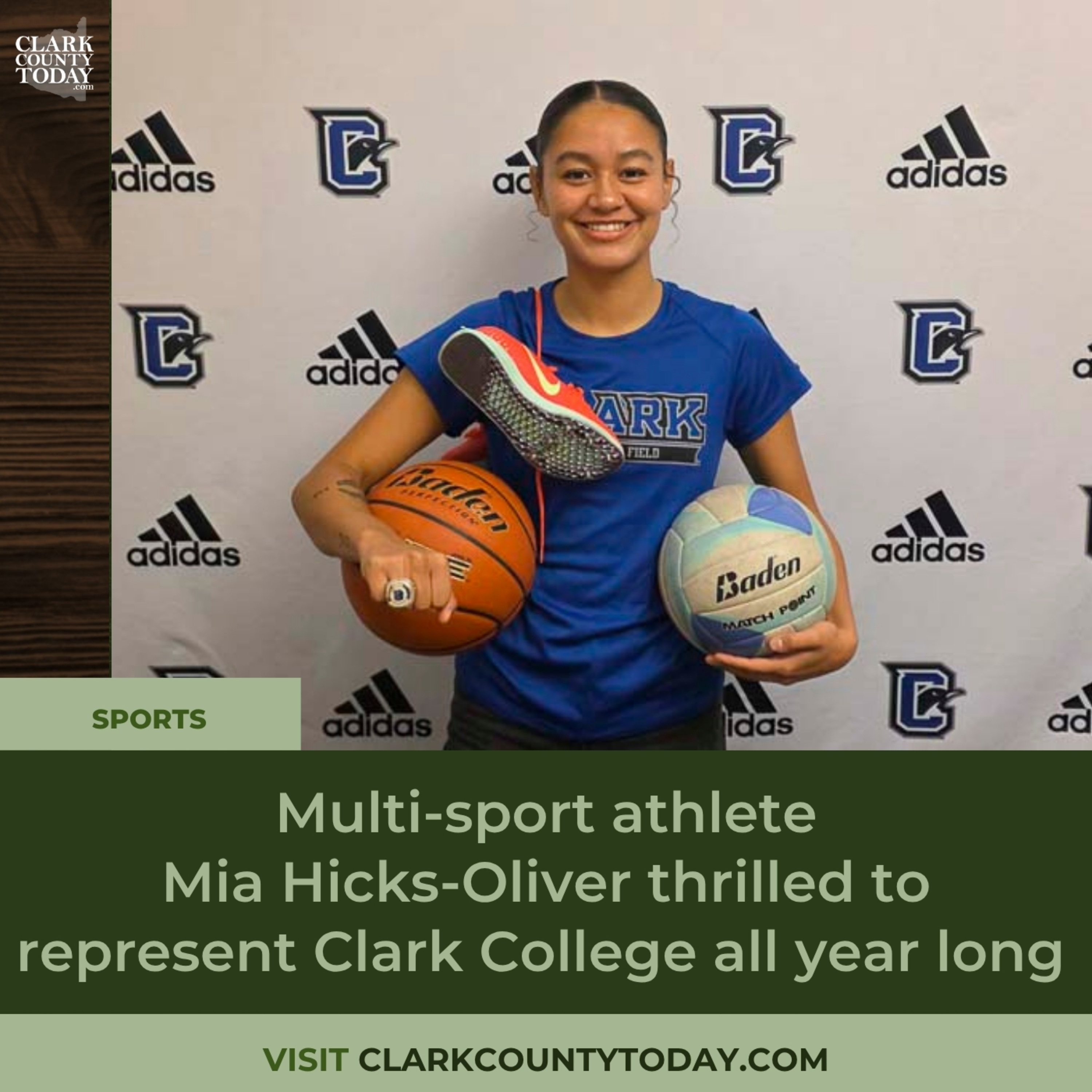 Multi-sport athlete Mia Hicks-Oliver thrilled to represent Clark College all year long