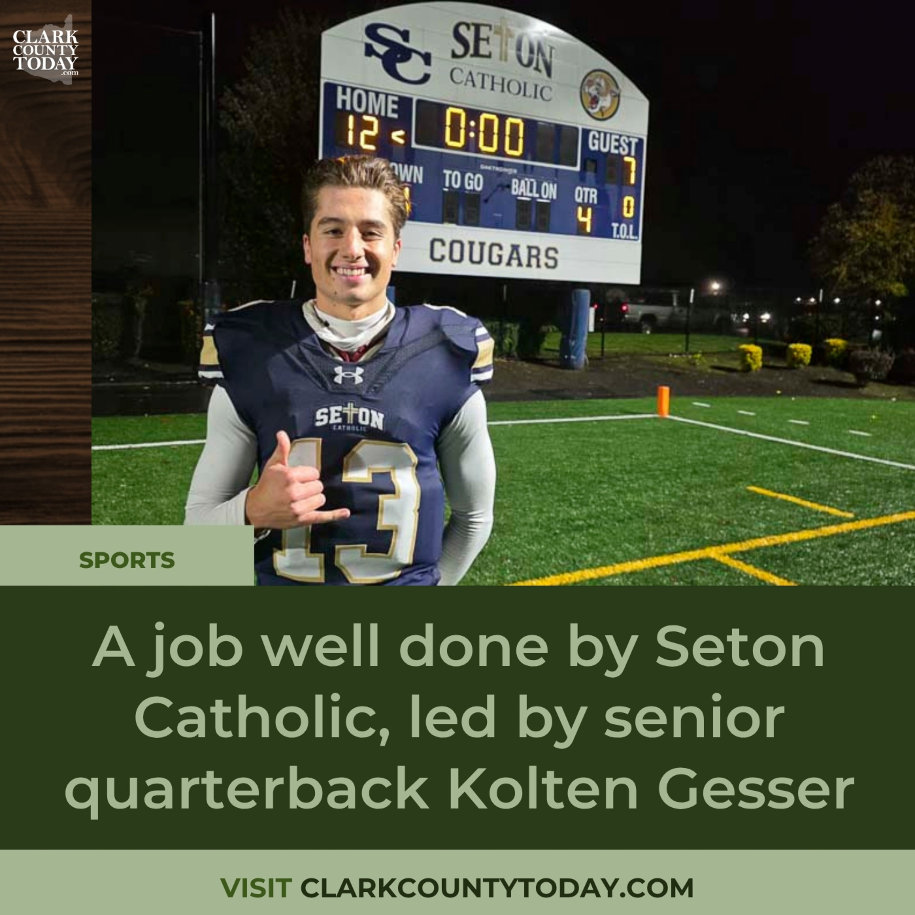 A job well done by Seton Catholic, led by senior quarterback Kolten Gesser