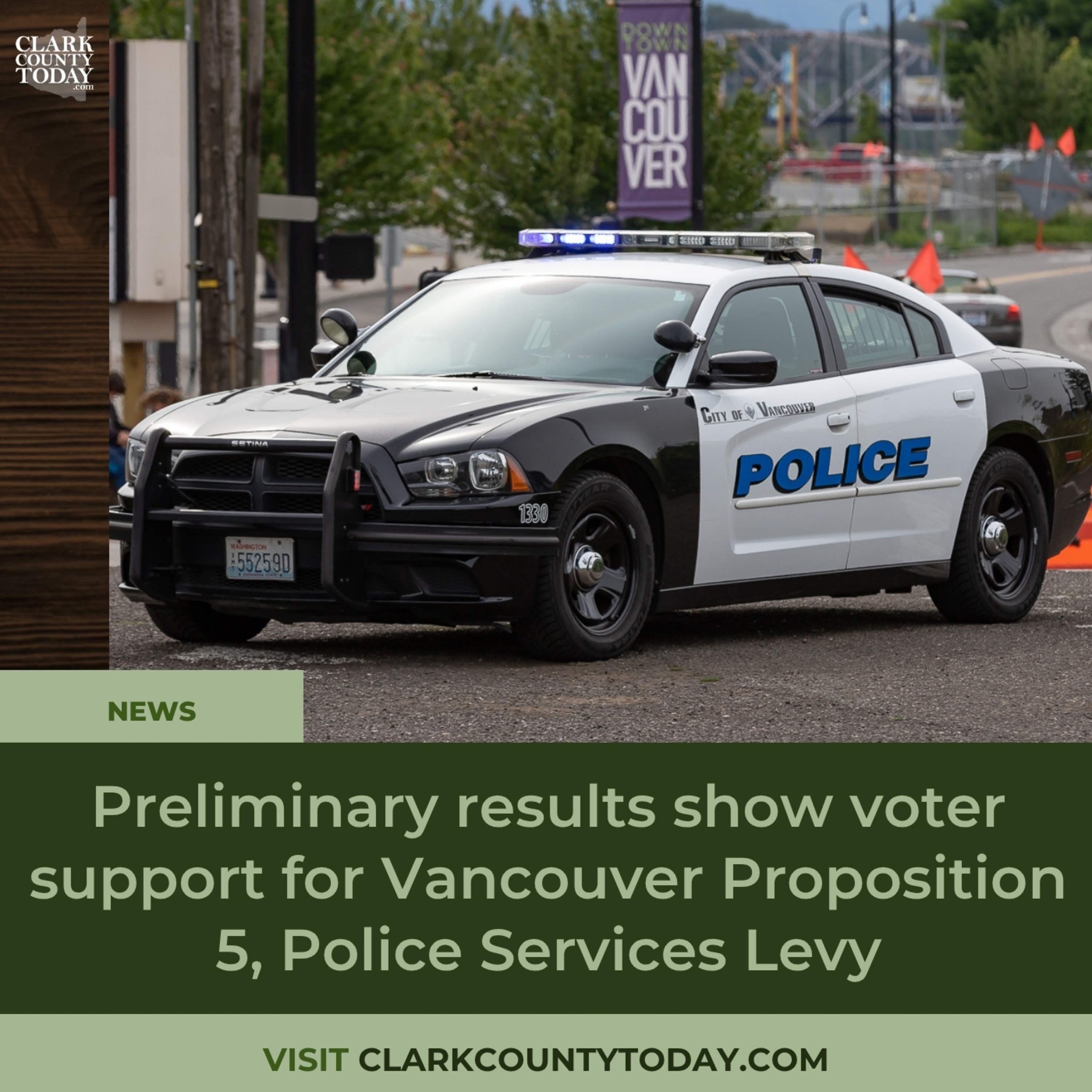 Preliminary results show voter support for Vancouver Proposition 5, Police Services Levy