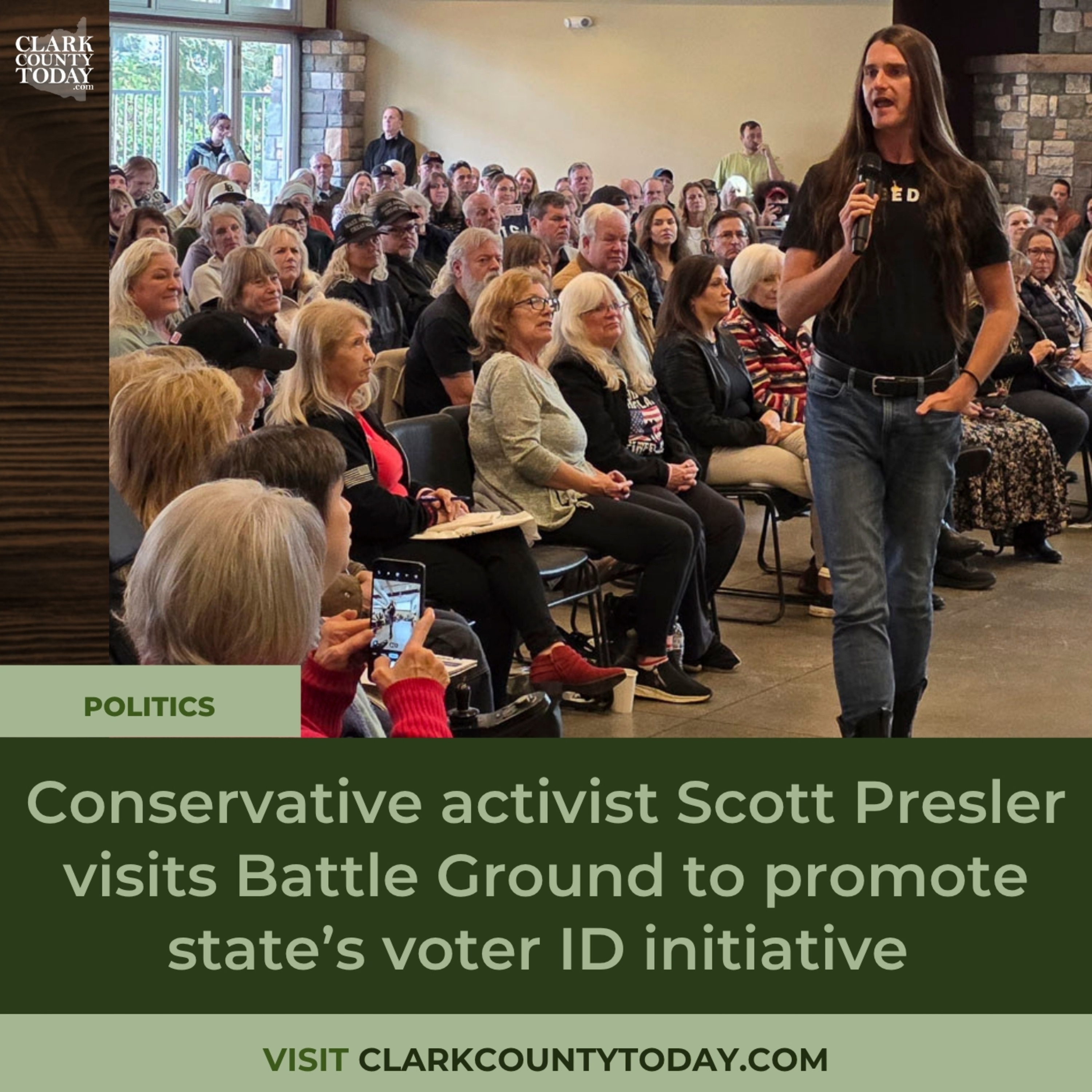 Conservative activist Scott Presler visits Battle Ground to promote state’s voter ID initiative