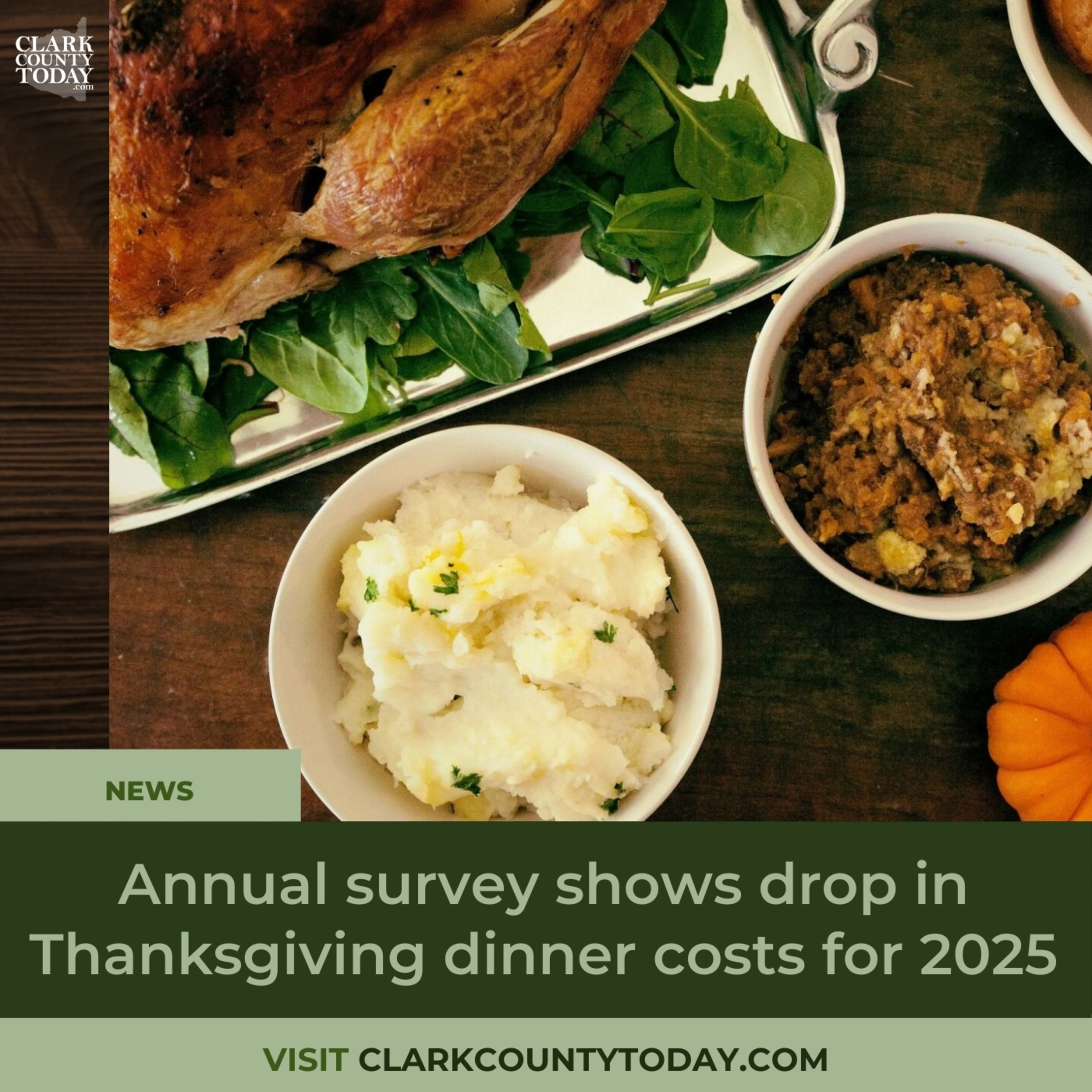 Annual survey shows drop in Thanksgiving dinner costs for 2025