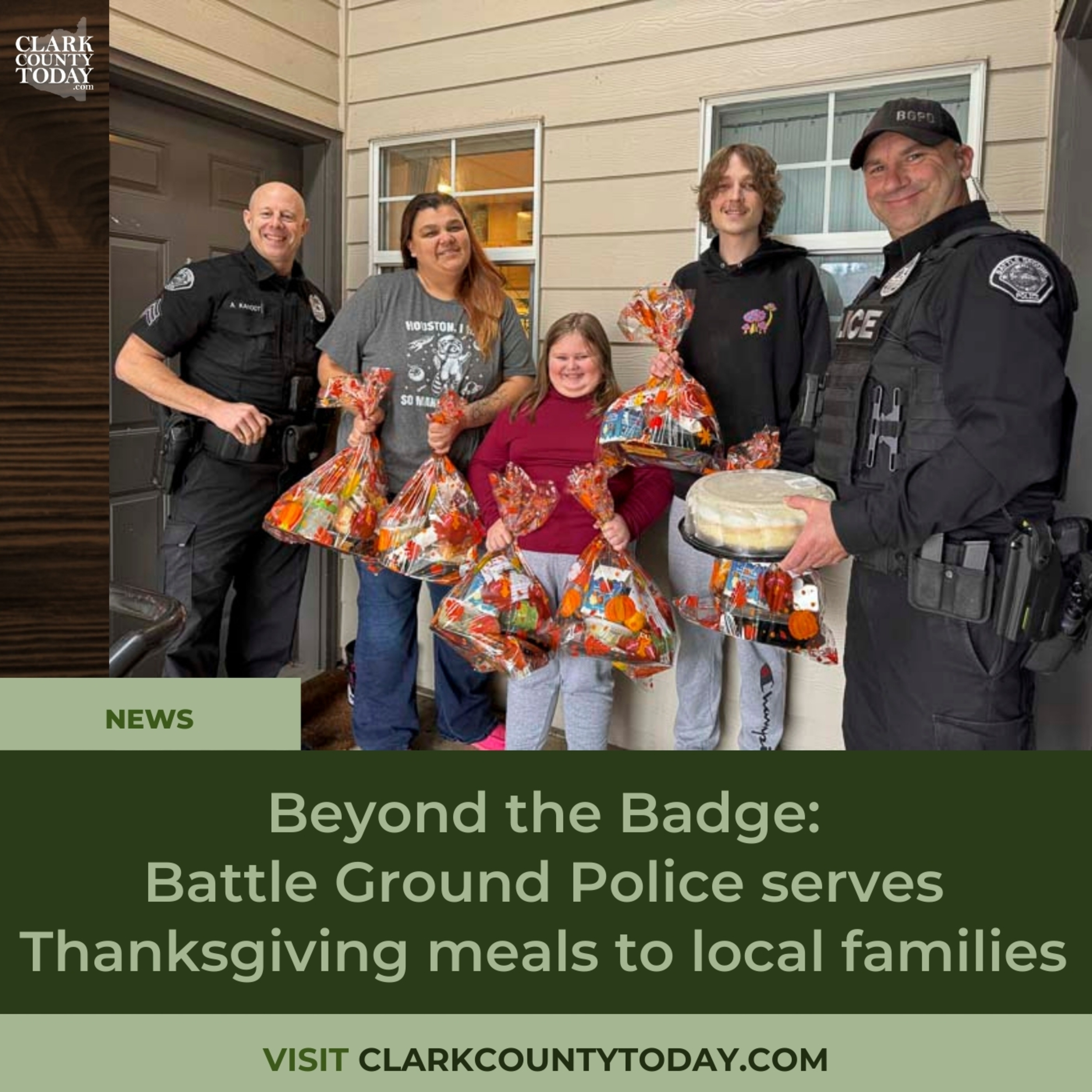 Beyond the Badge: Battle Ground Police serves Thanksgiving meals to local families
