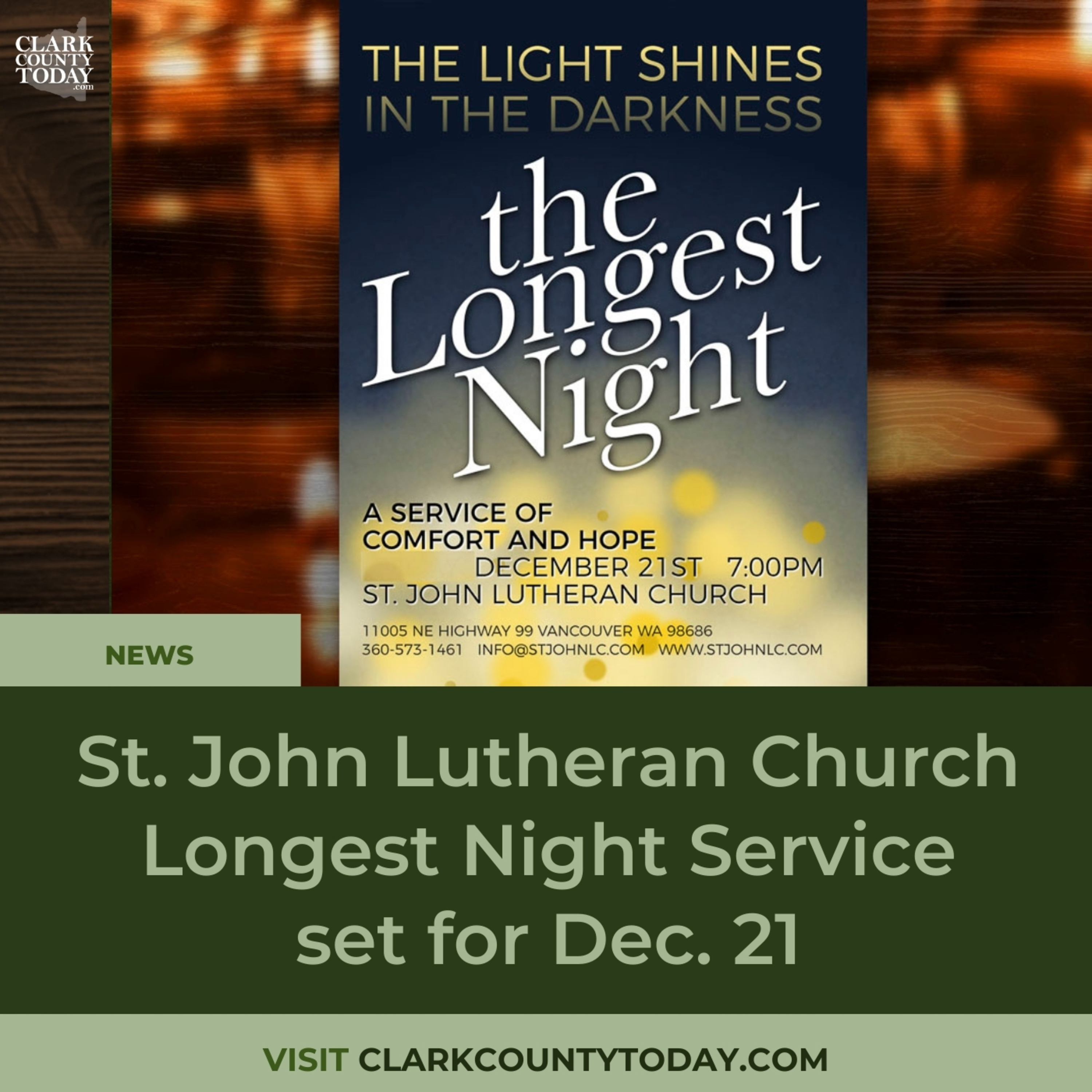 St. John Lutheran Church Longest Night Service set for Dec. 21