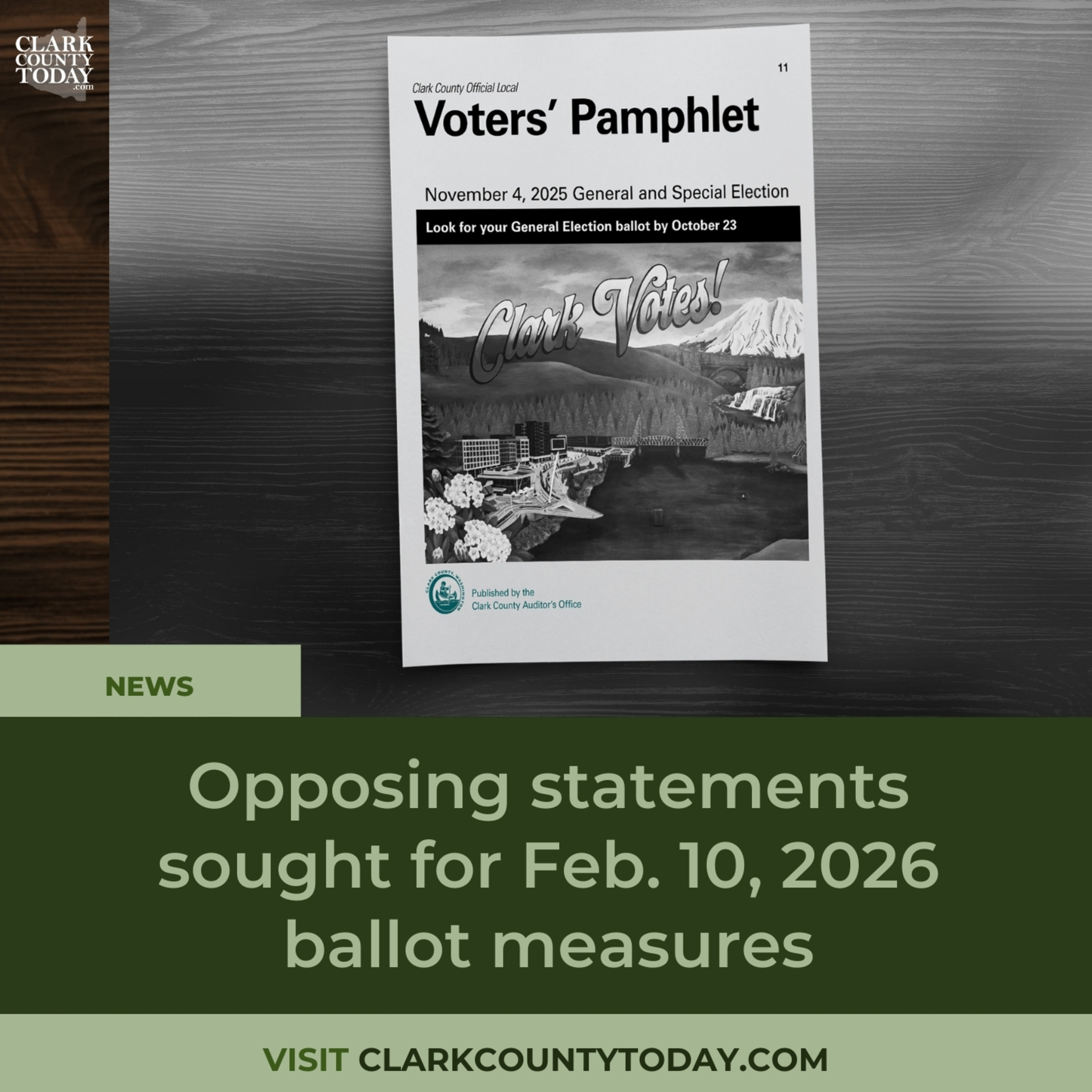 Opposing statements sought for Feb. 10, 2026 ballot measures
