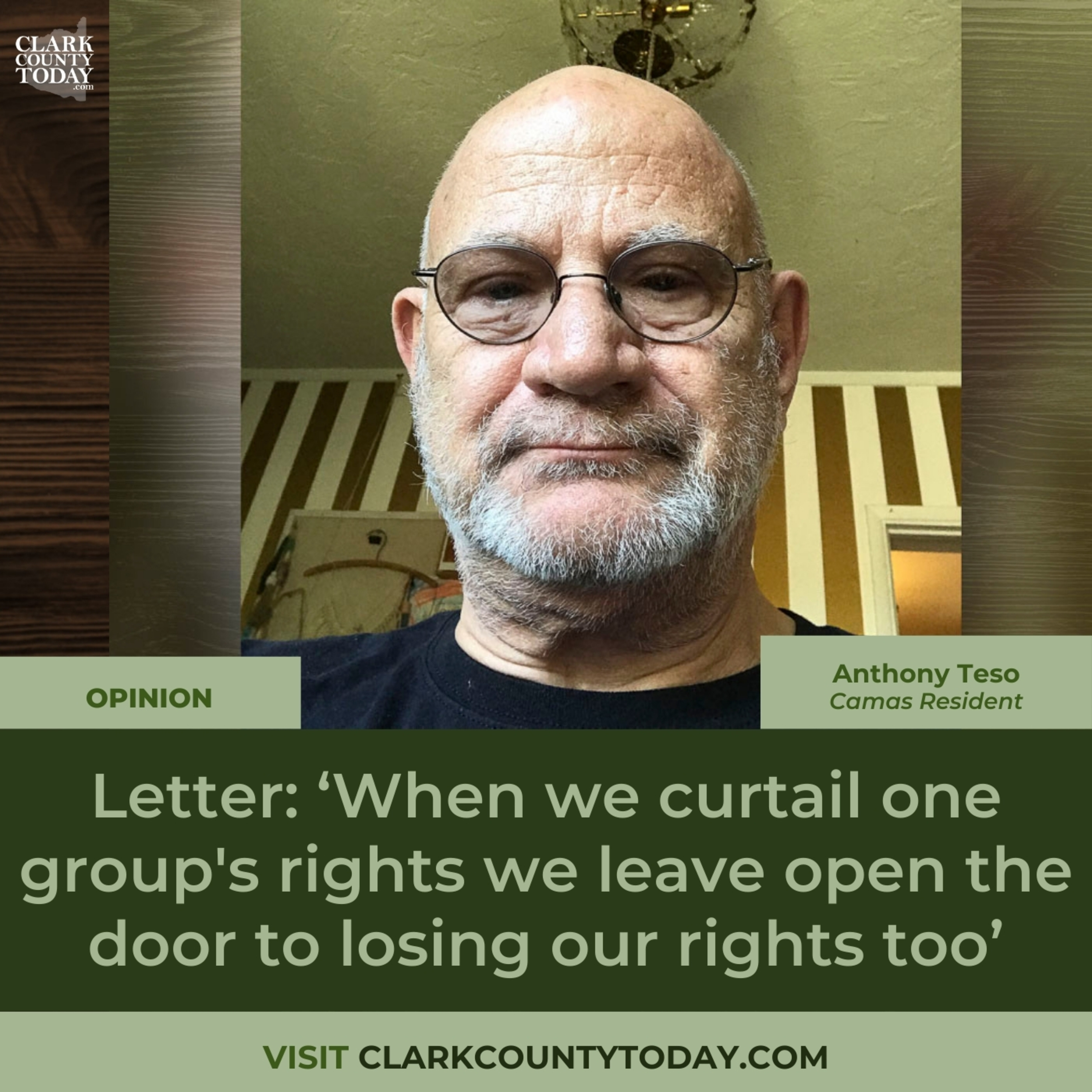 Letter: ‘When we curtail one group's rights we leave open the door to losing our rights too’