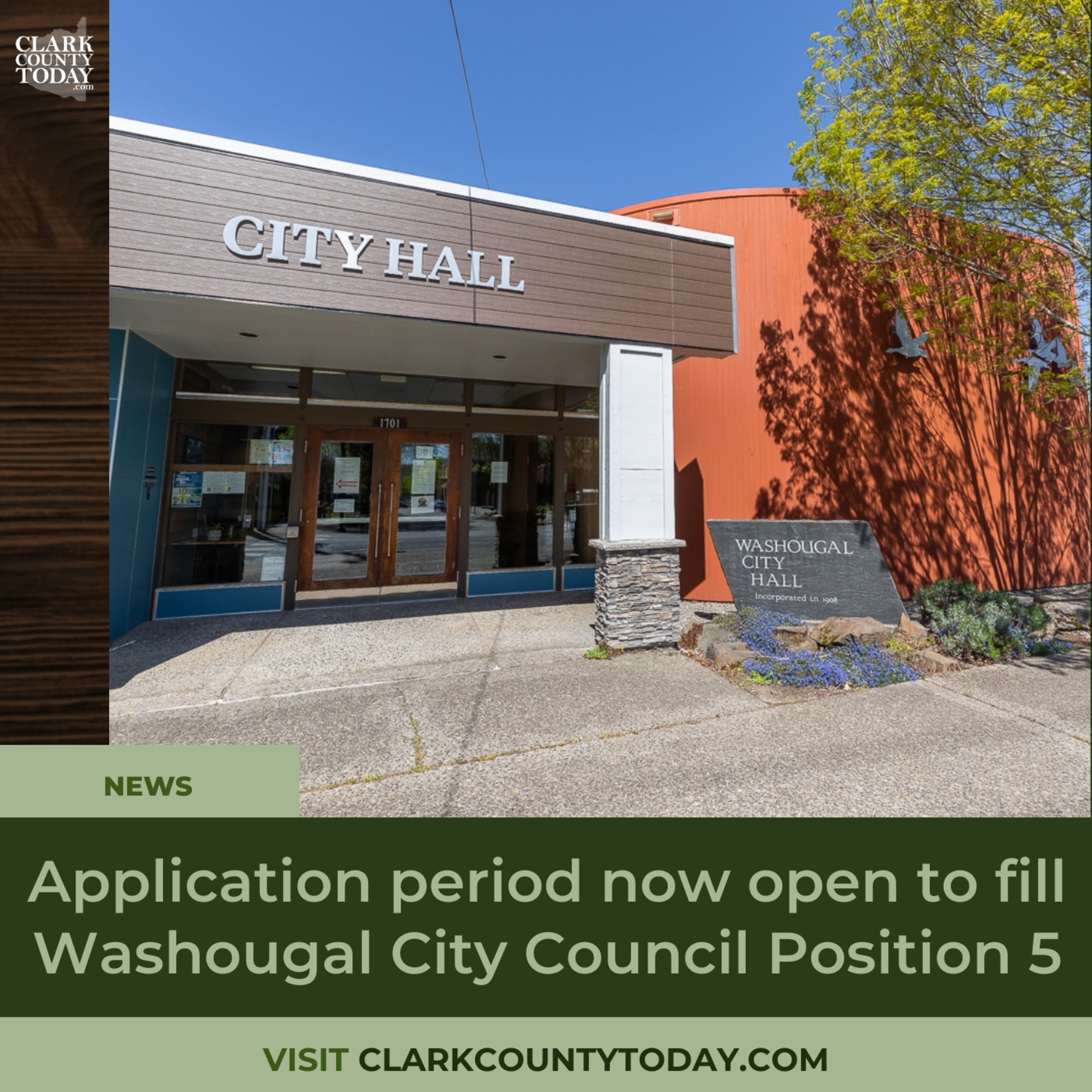 Application period now open to fill Washougal City Council Position 5