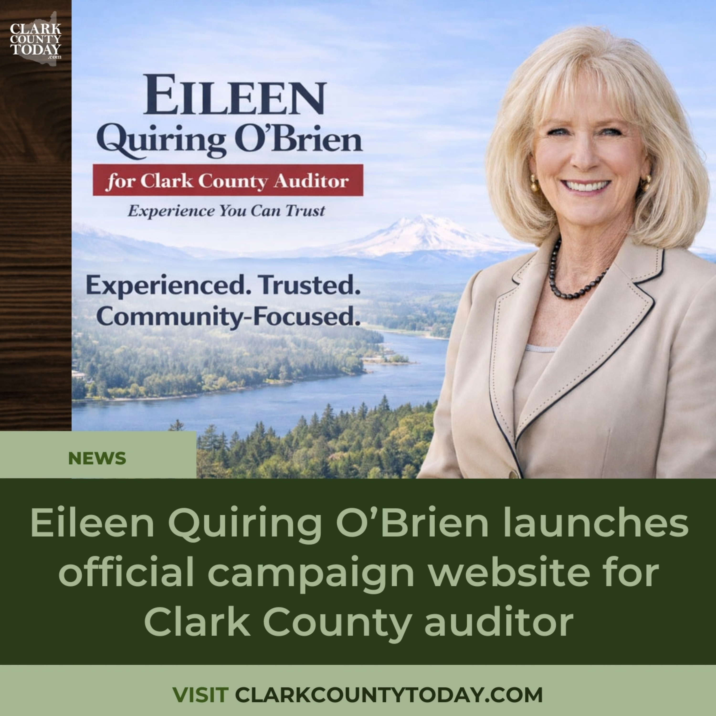 Eileen Quiring O’Brien launches official campaign website for Clark County auditor