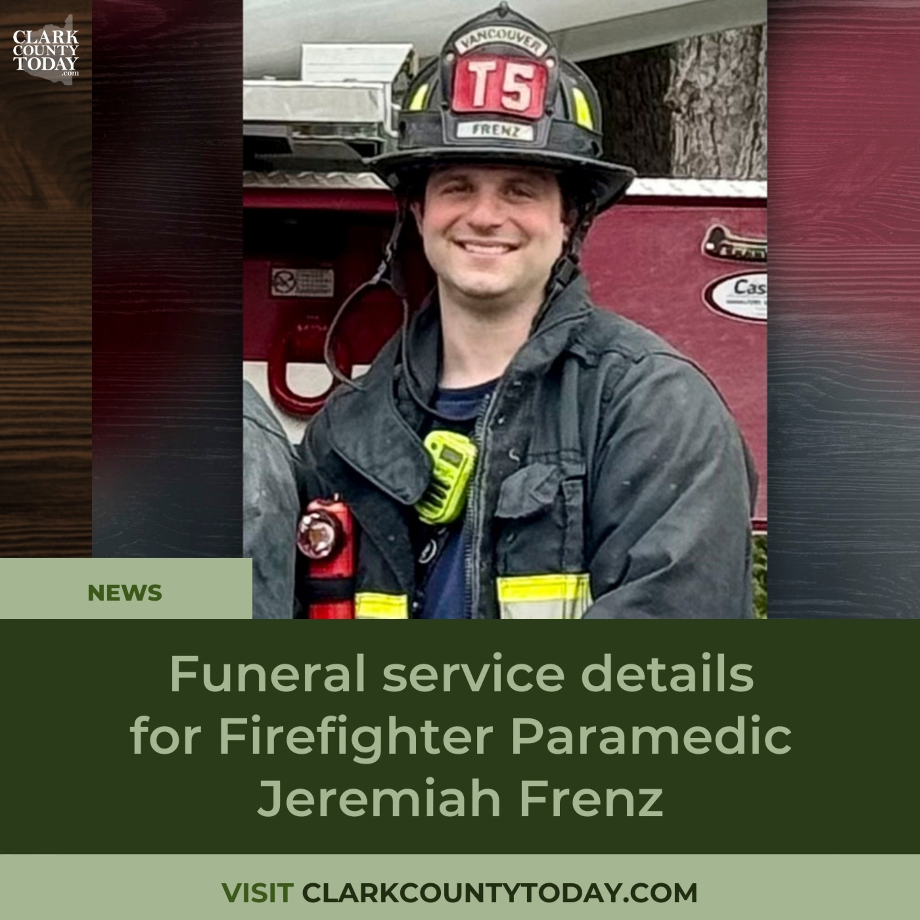 Funeral service details for Firefighter Paramedic Jeremiah Frenz