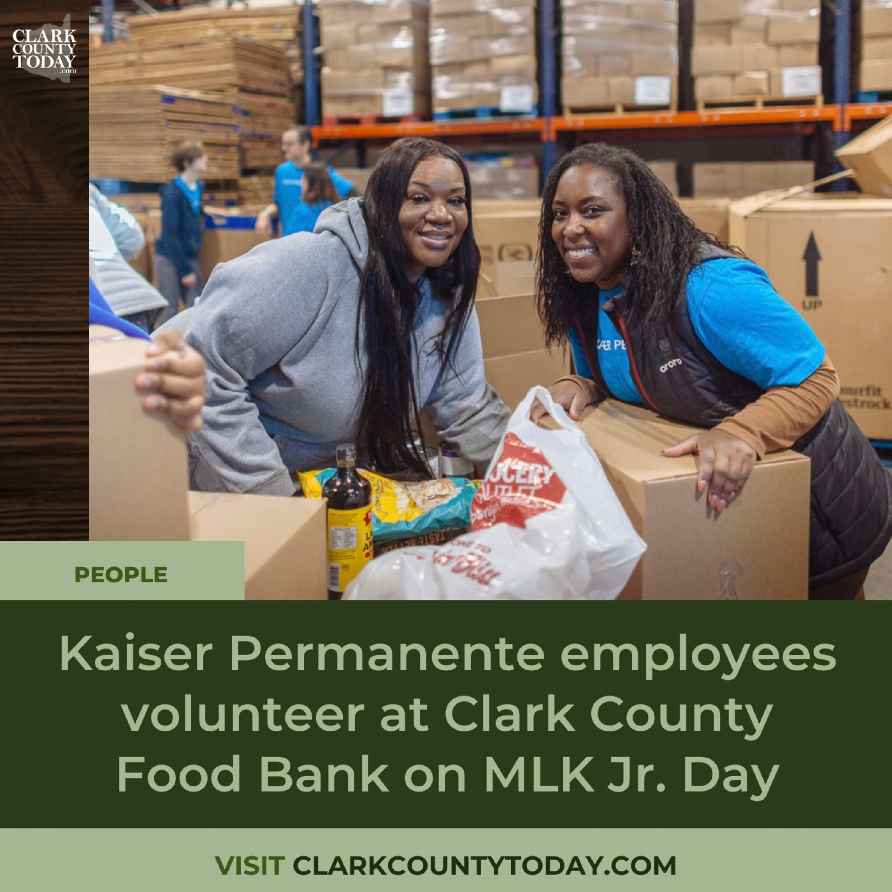 Kaiser Permanente employees volunteer at Clark County Food Bank on MLK Jr. Day