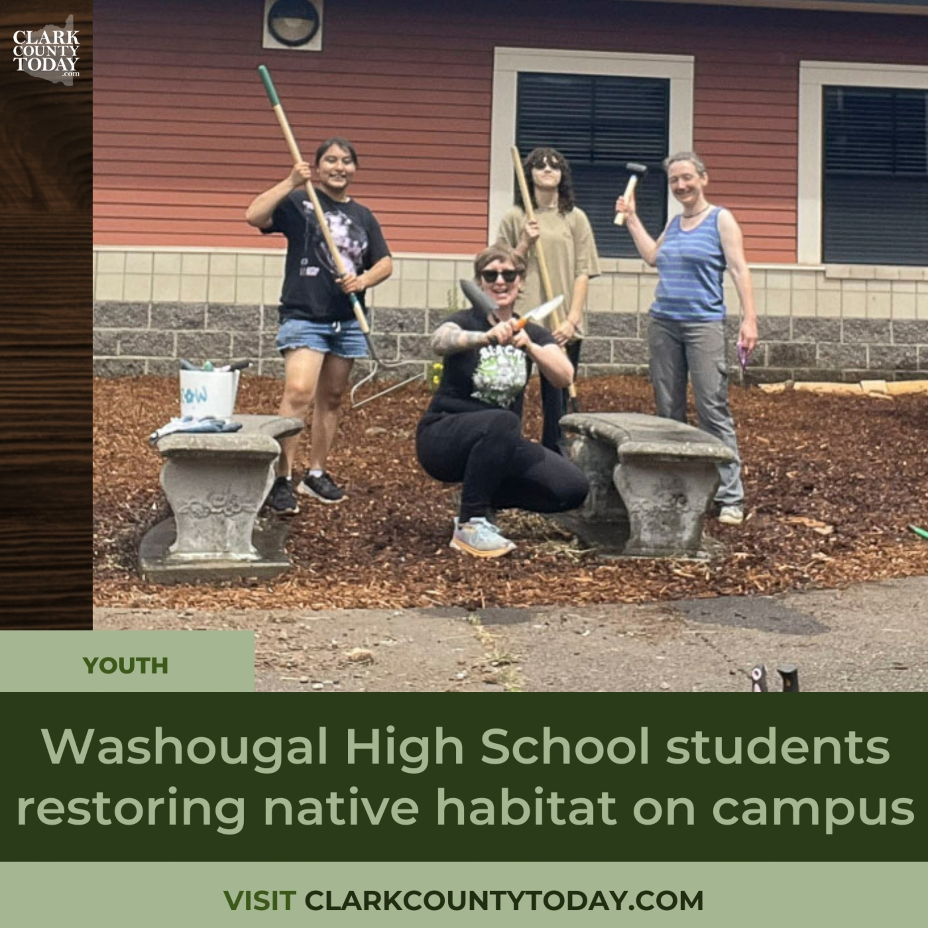 Washougal High School students restoring native habitat on campus