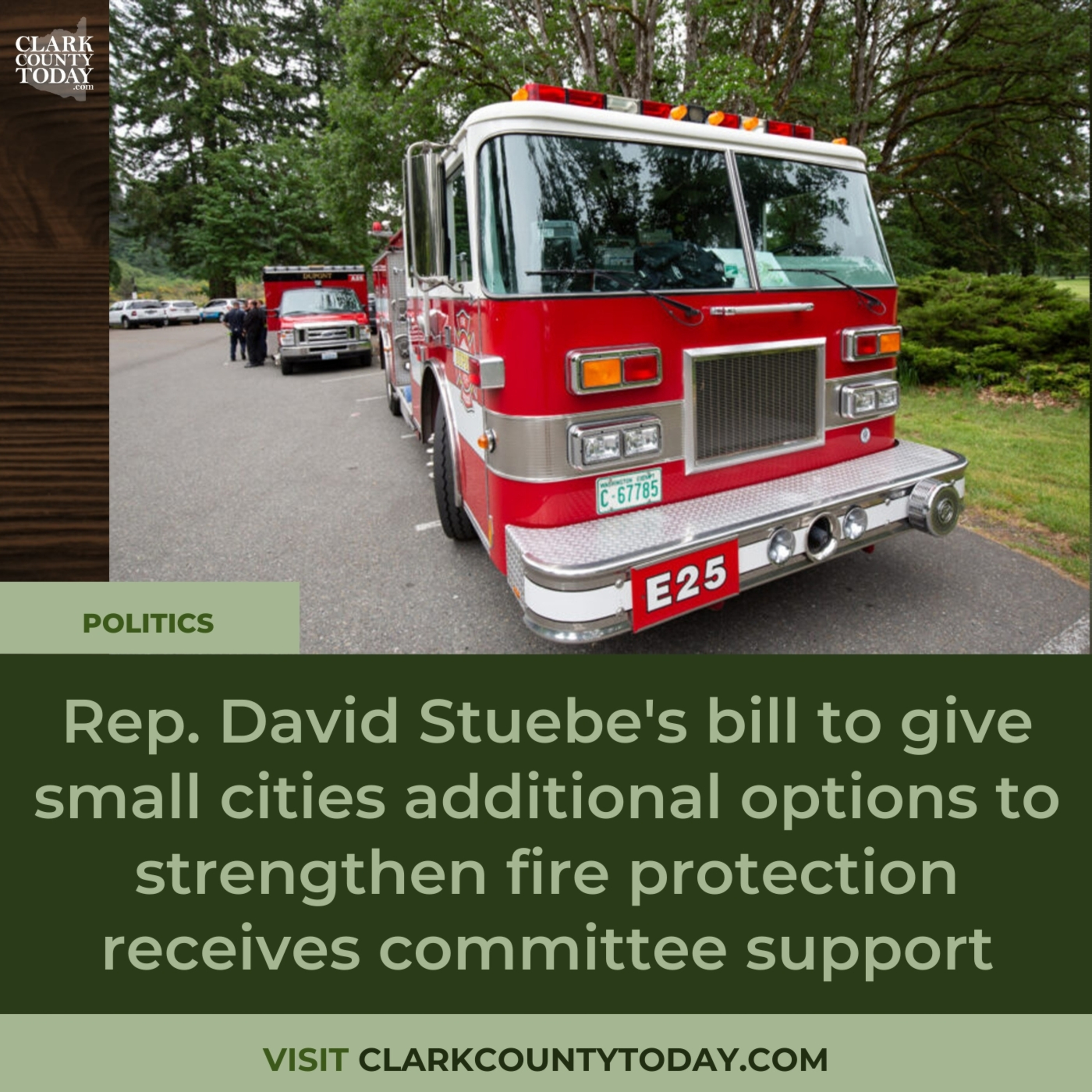 Rep. David Stuebe's bill to give small cities additional options to strengthen fire protection receives committee support