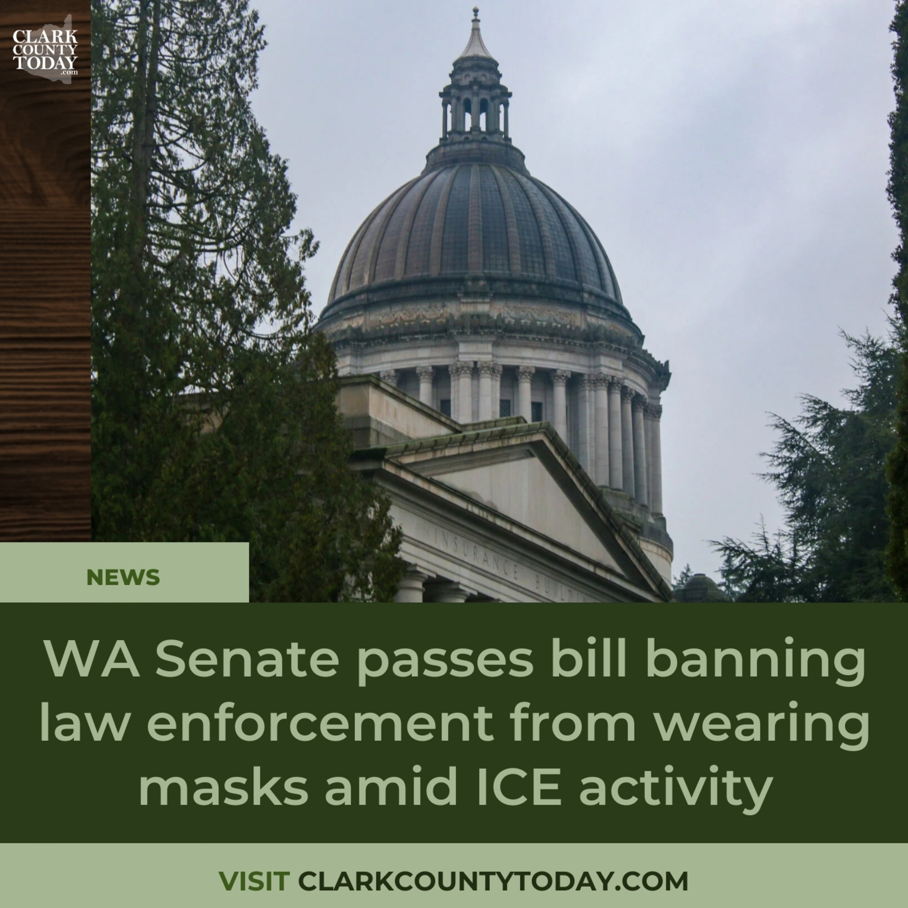 WA Senate passes bill banning law enforcement from wearing masks amid ICE activity
