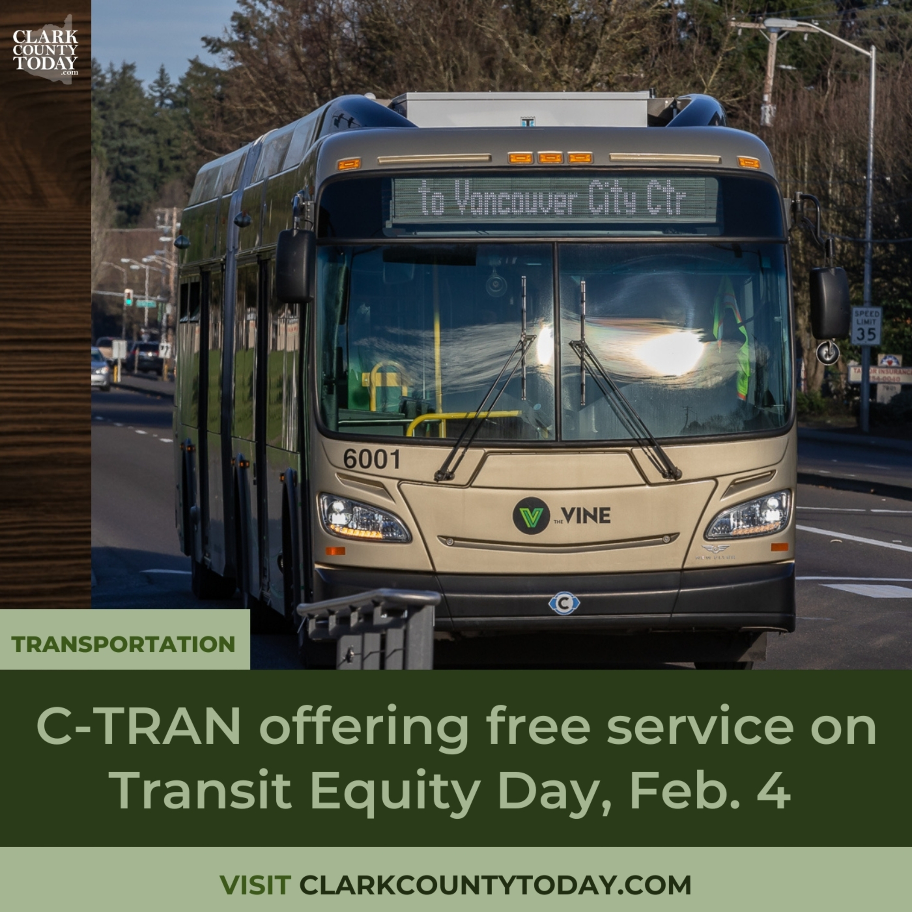 C-TRAN offering free service on Transit Equity Day, Feb. 4