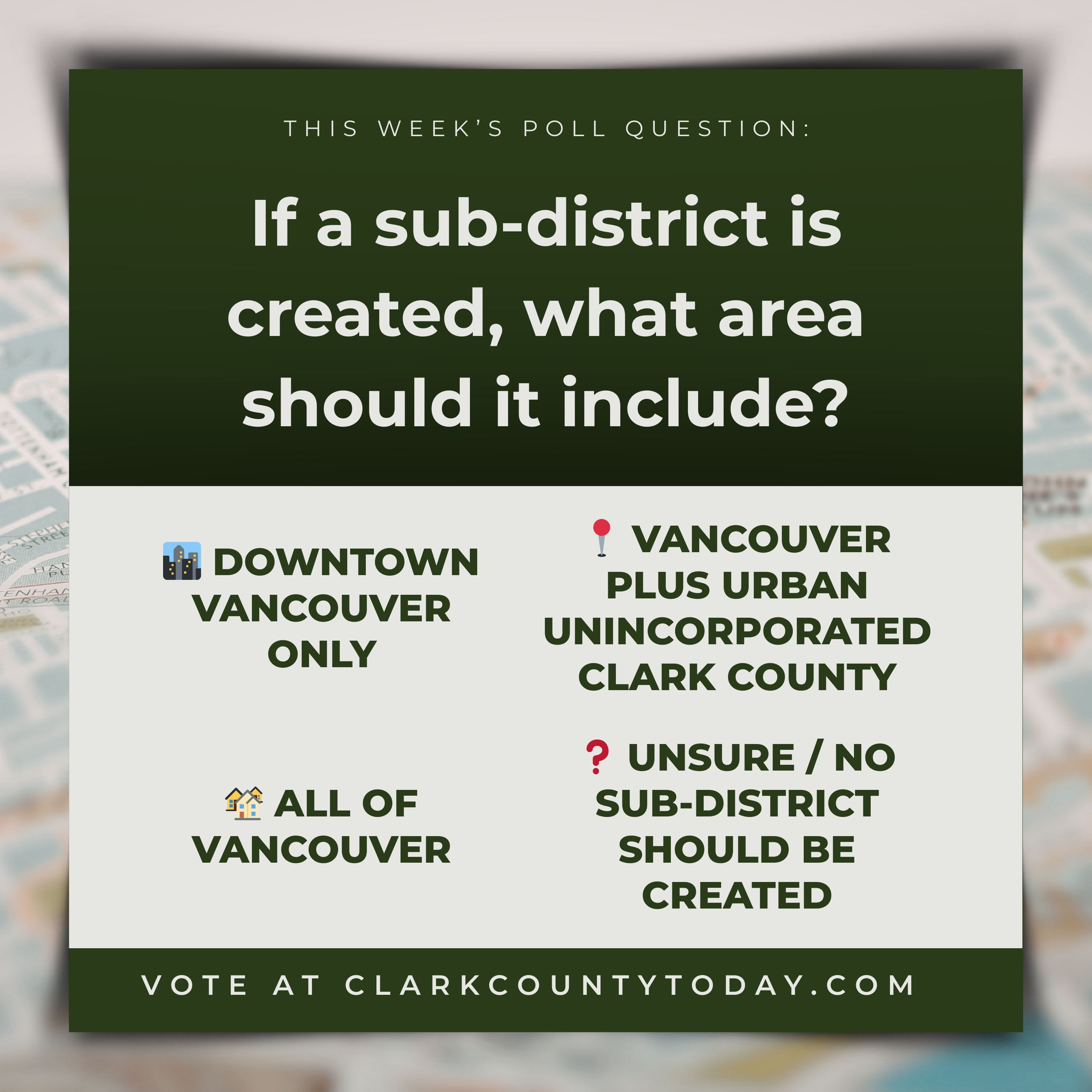 POLL: If a sub-district is created, what area should it include?