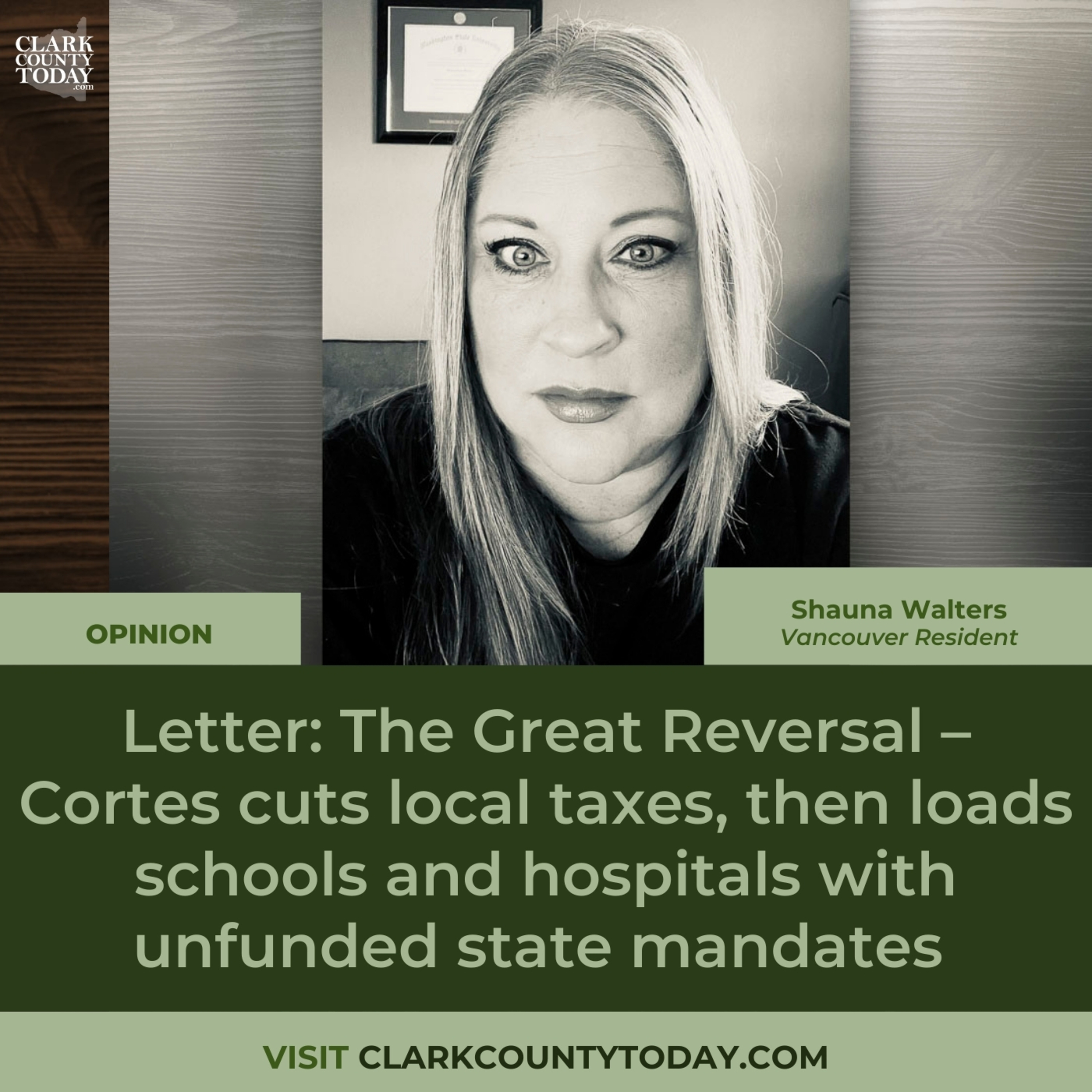 Letter: The Great Reversal – Cortes cuts local taxes, then loads schools and hospitals with unfunded state mandates