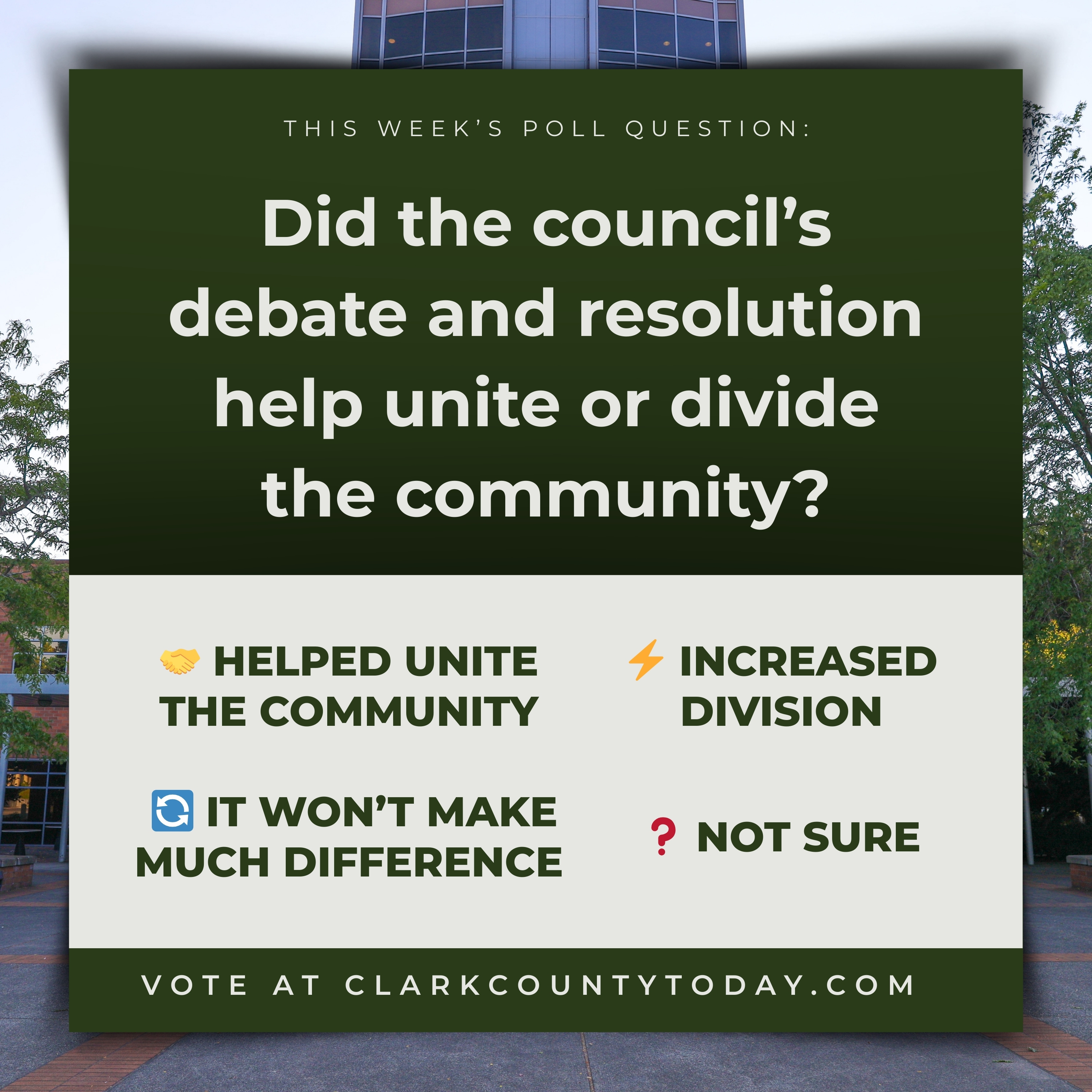 POLL: Did the council’s debate and resolution help unite or divide the community?