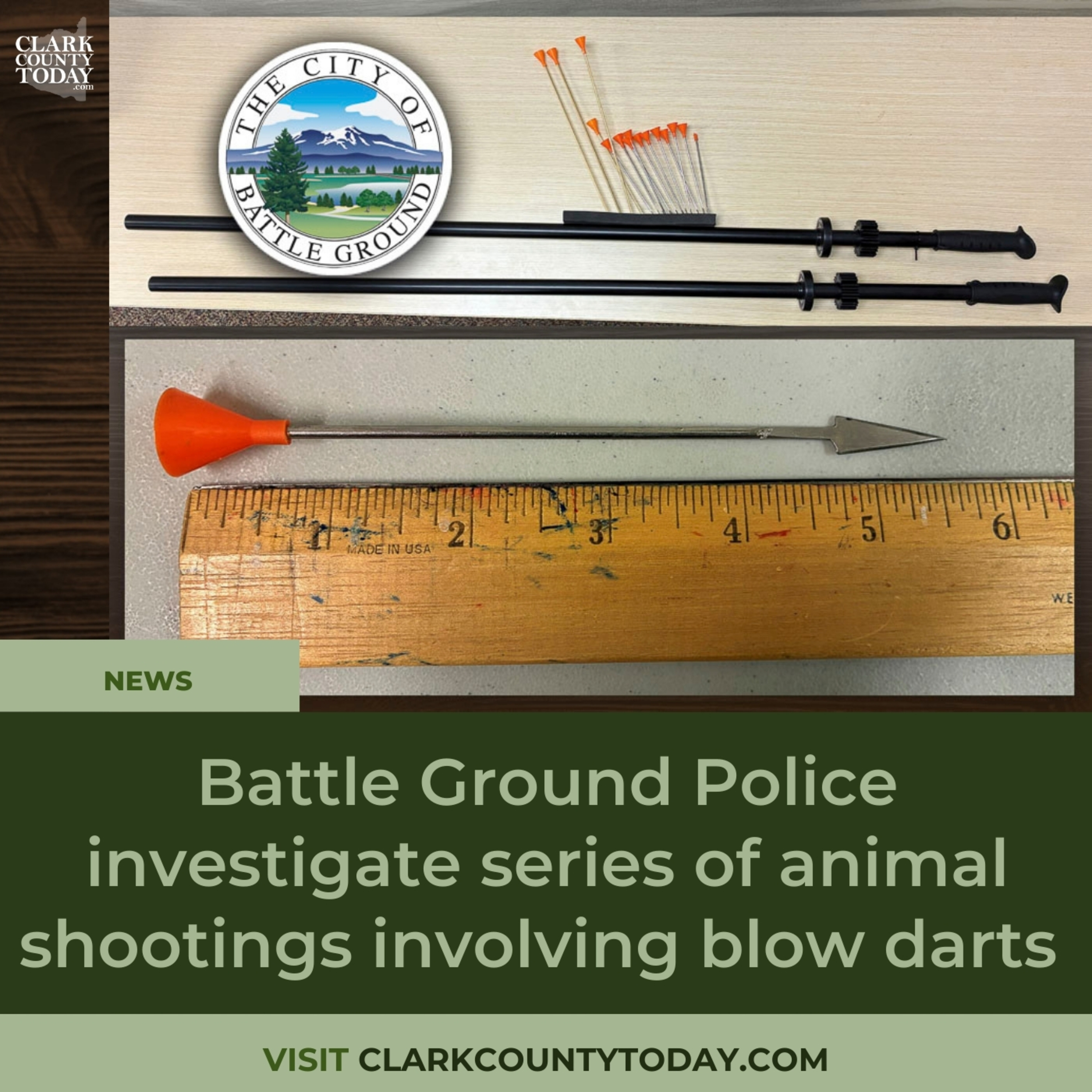 Battle Ground Police investigate series of animal shootings involving blow darts