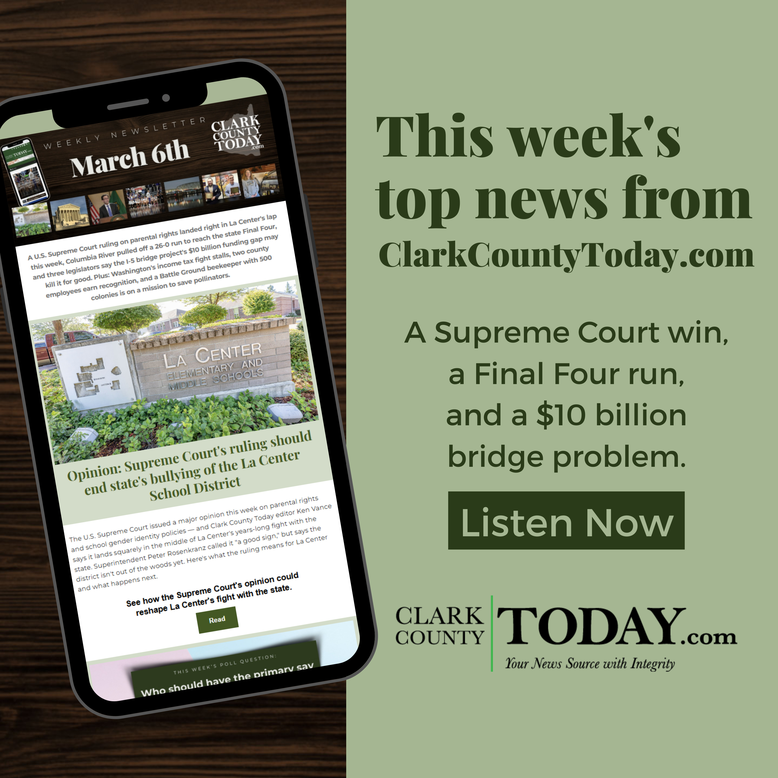 Clark County weekly: Supreme Court ruling, Rapids Final Four run, bridge costs