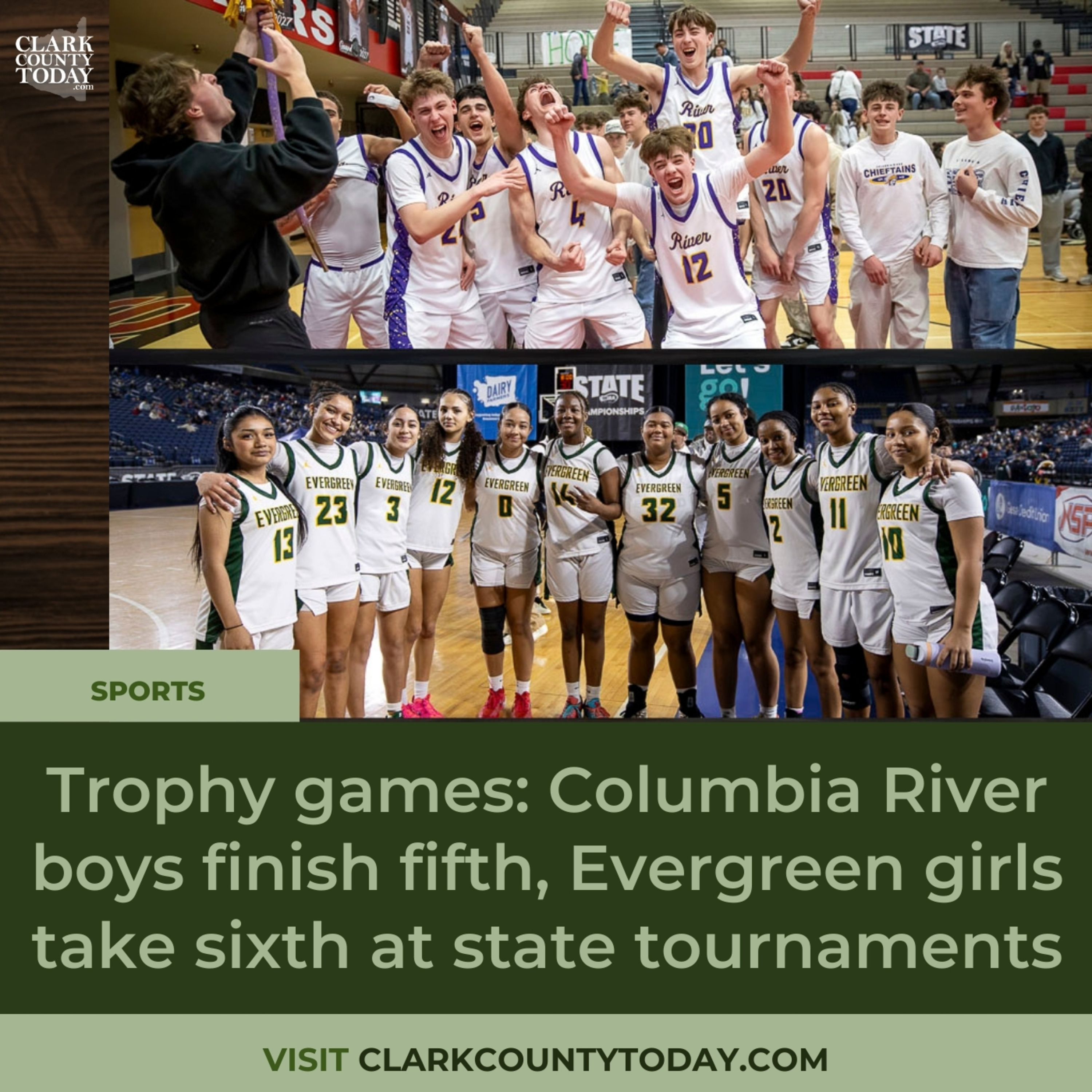 Columbia River boys and Evergreen girls bring home state basketball trophies
