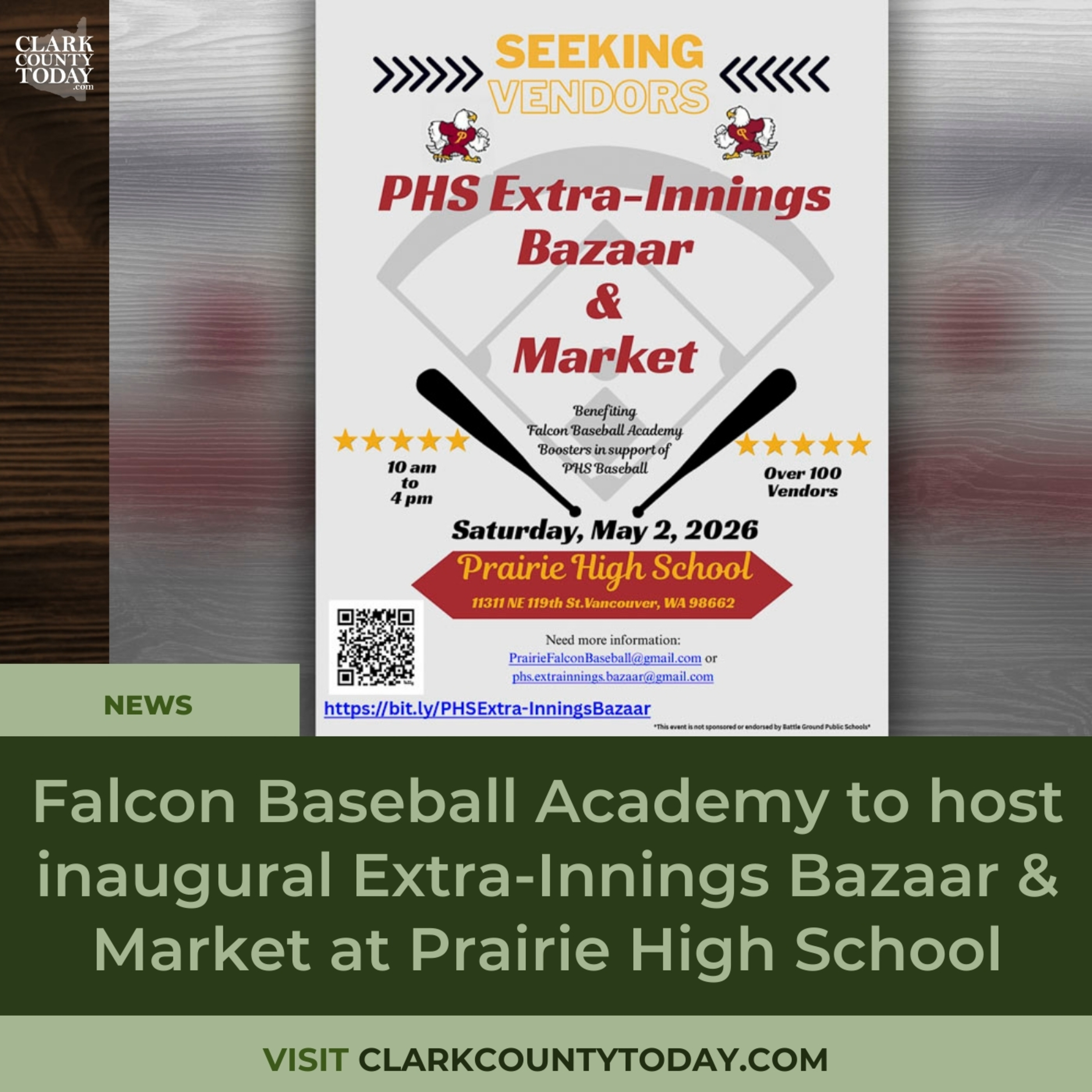 Prairie High School to Host Extra-Innings Bazaar & Market